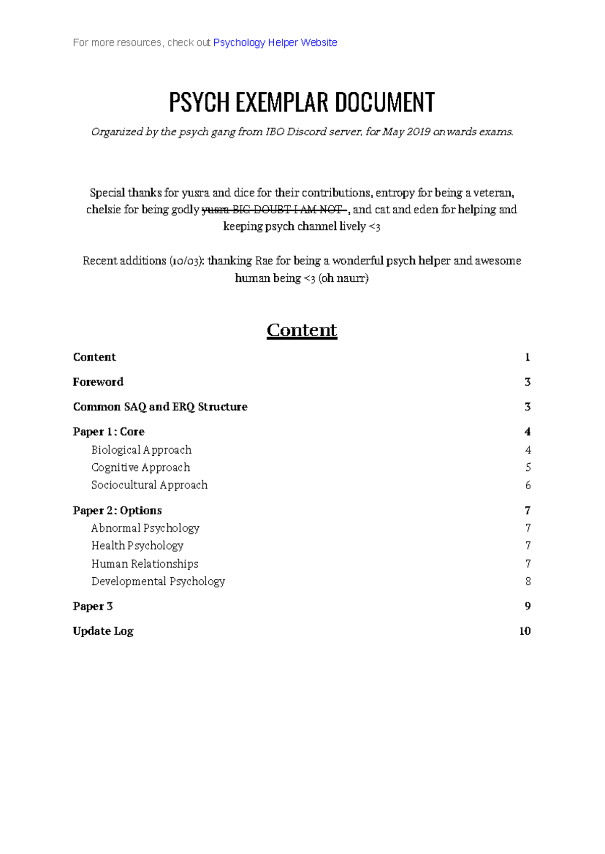 Psych Exemplar Document for PSYCH 2019: SAQ & ERQ Resources - Studocu