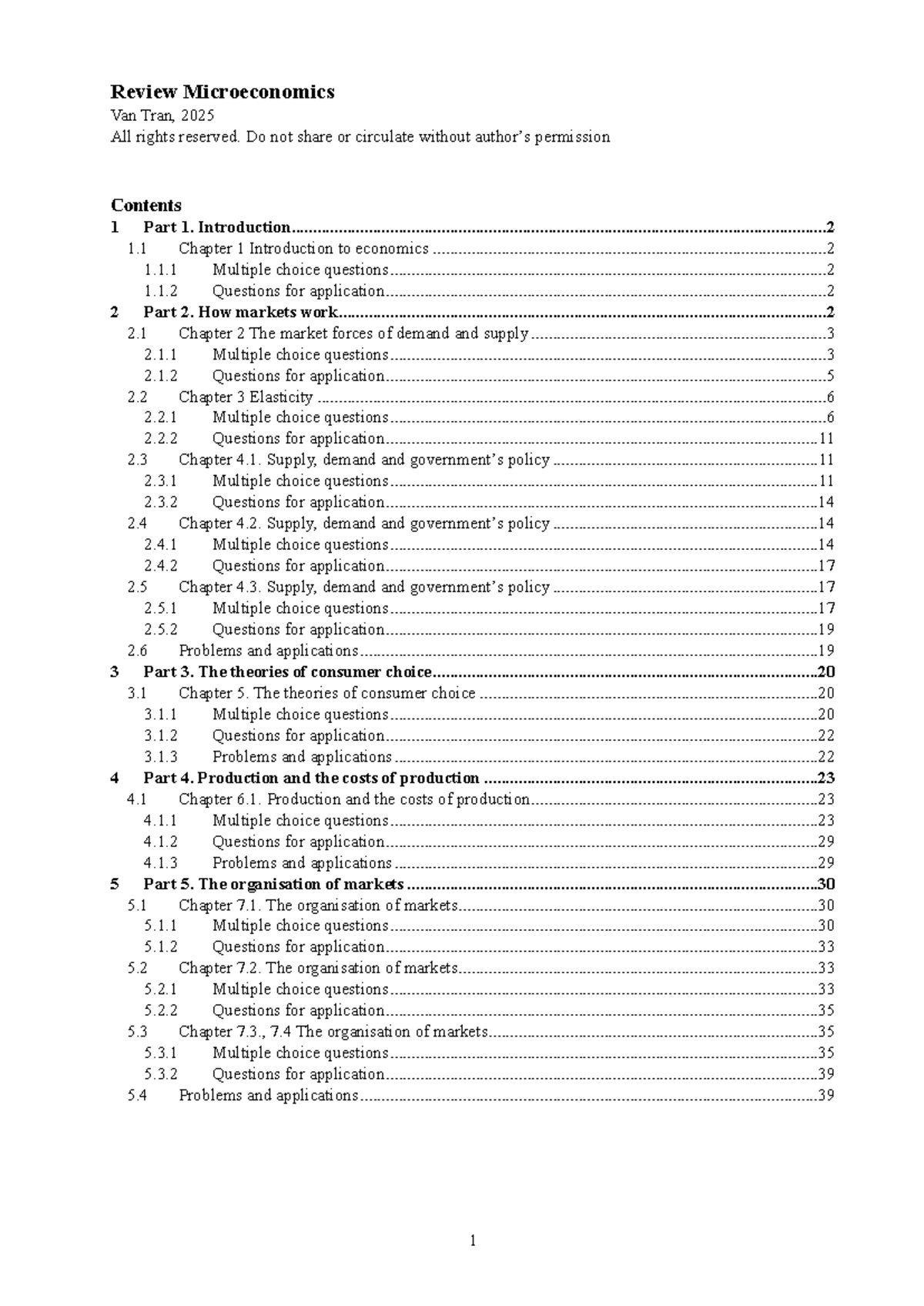 Microeconomics Review Notes (Course Code: ECON 2025) - Studocu