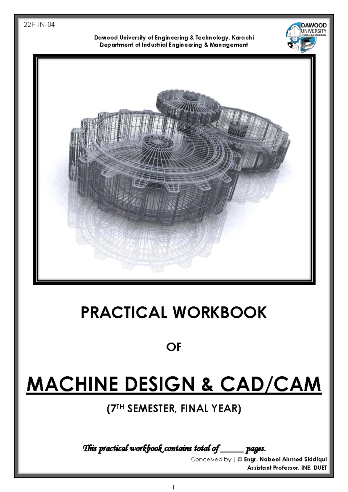 MD CAD Practical Workbook (22F-IN-04) for Machine Design - Studocu