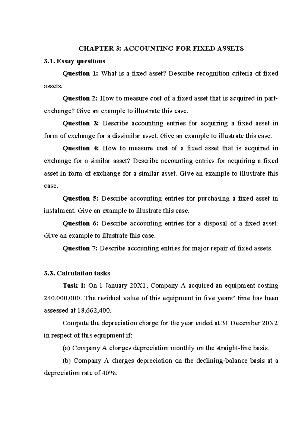 Chapter 3 Study Guide: Accounting for Fixed Assets (C3) - Studocu