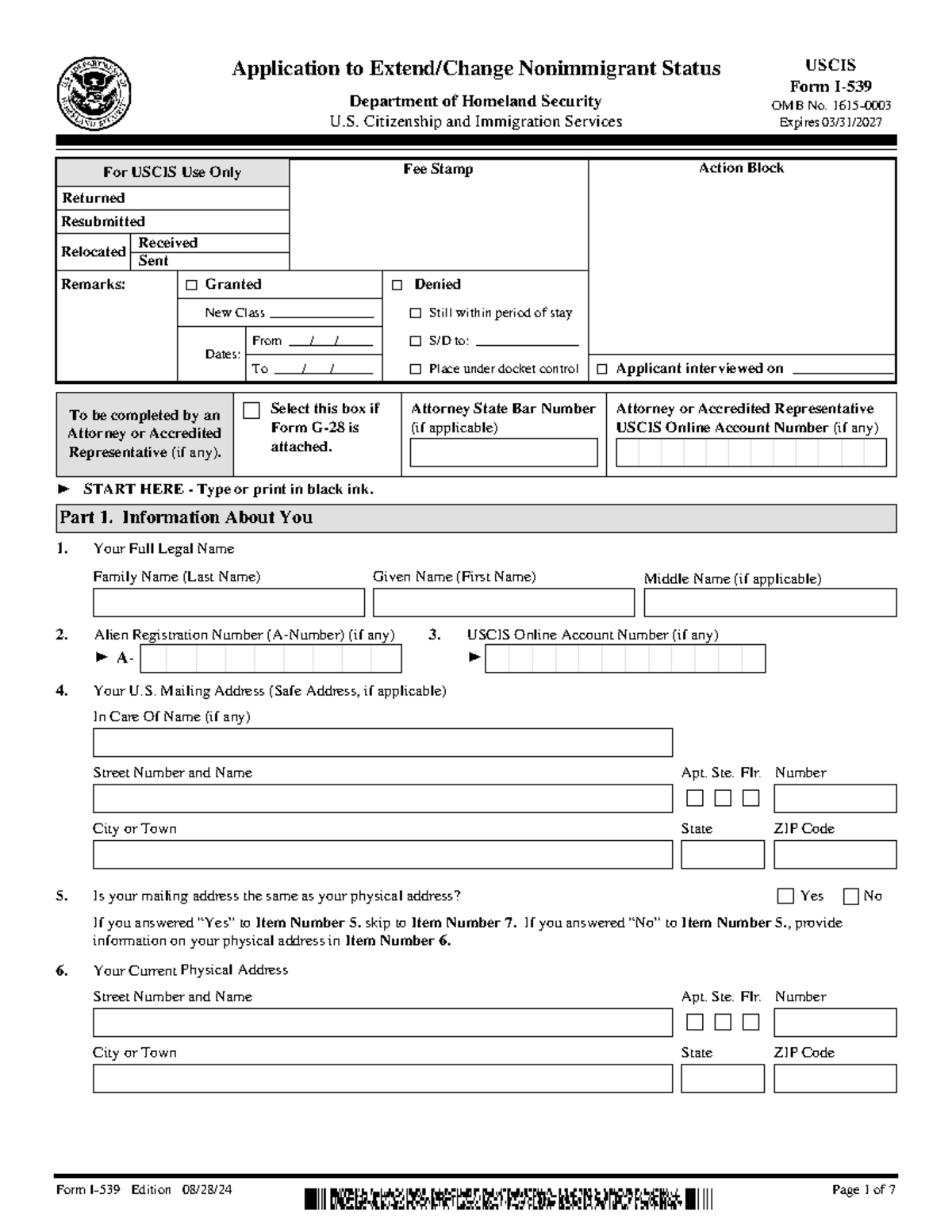 I-539 Application for Nonimmigrant Status - USCIS Form Guide - Studocu