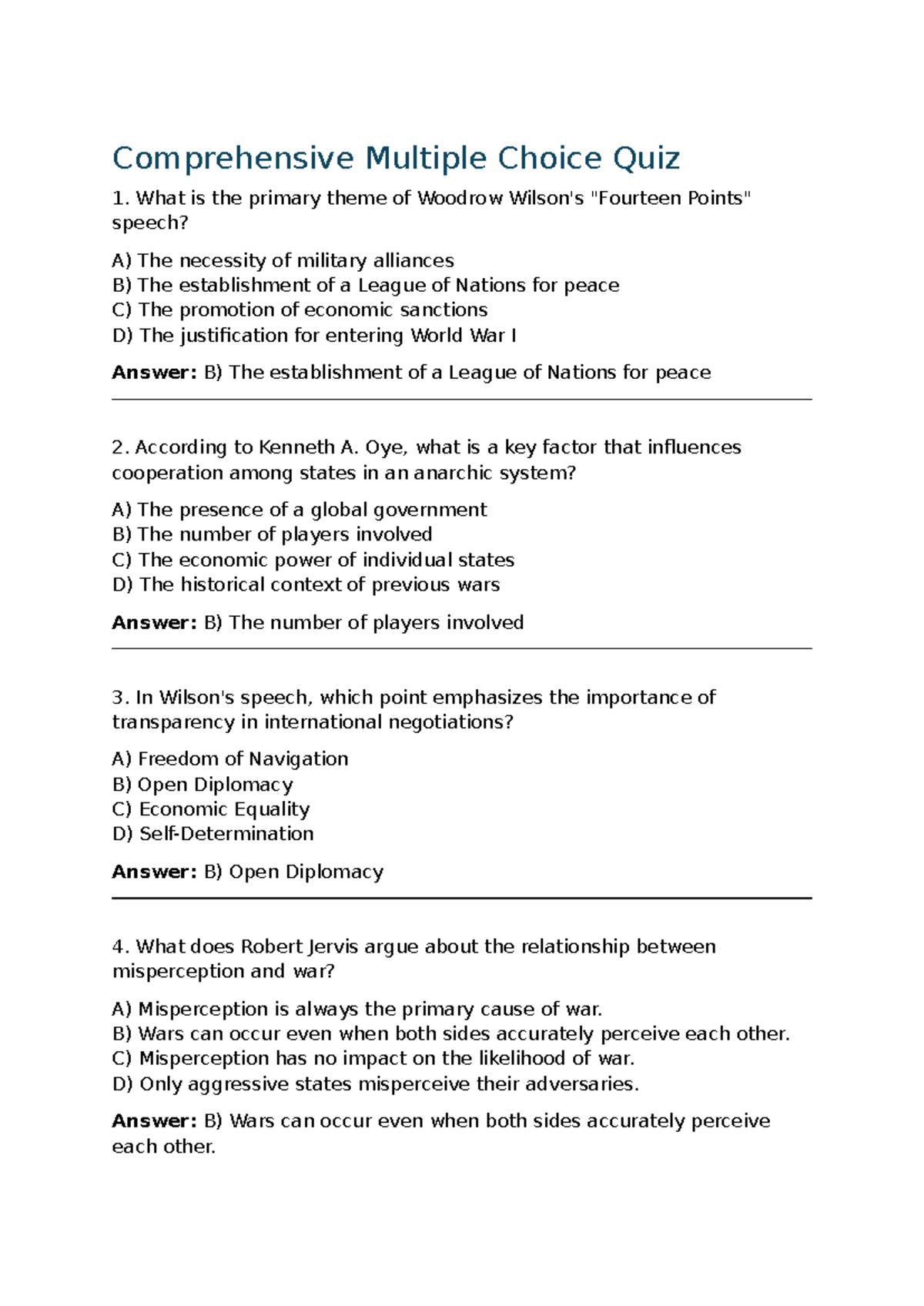 Comprehensive Multiple Choice Quiz - Oye, what is a key factor that ...