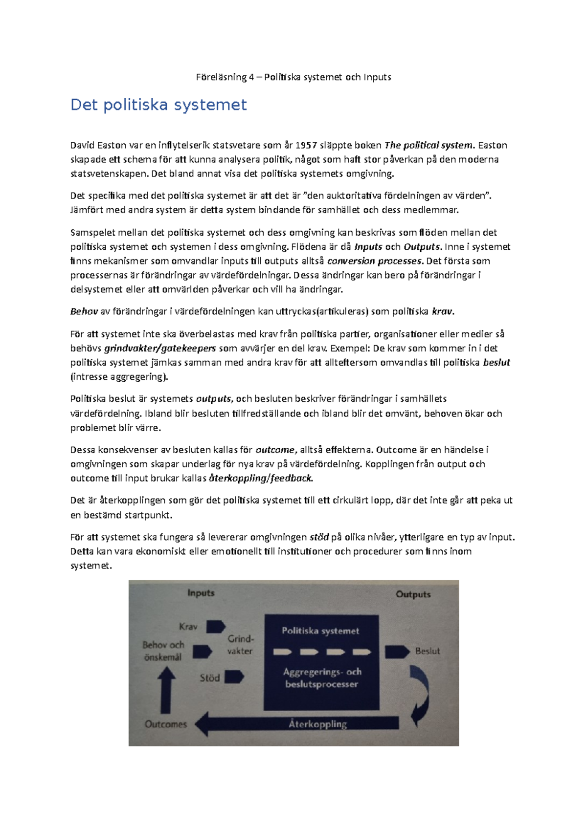 Föreläsning 4 - Politiska systemet - Föreläsning 4 – Politiska systemet ...