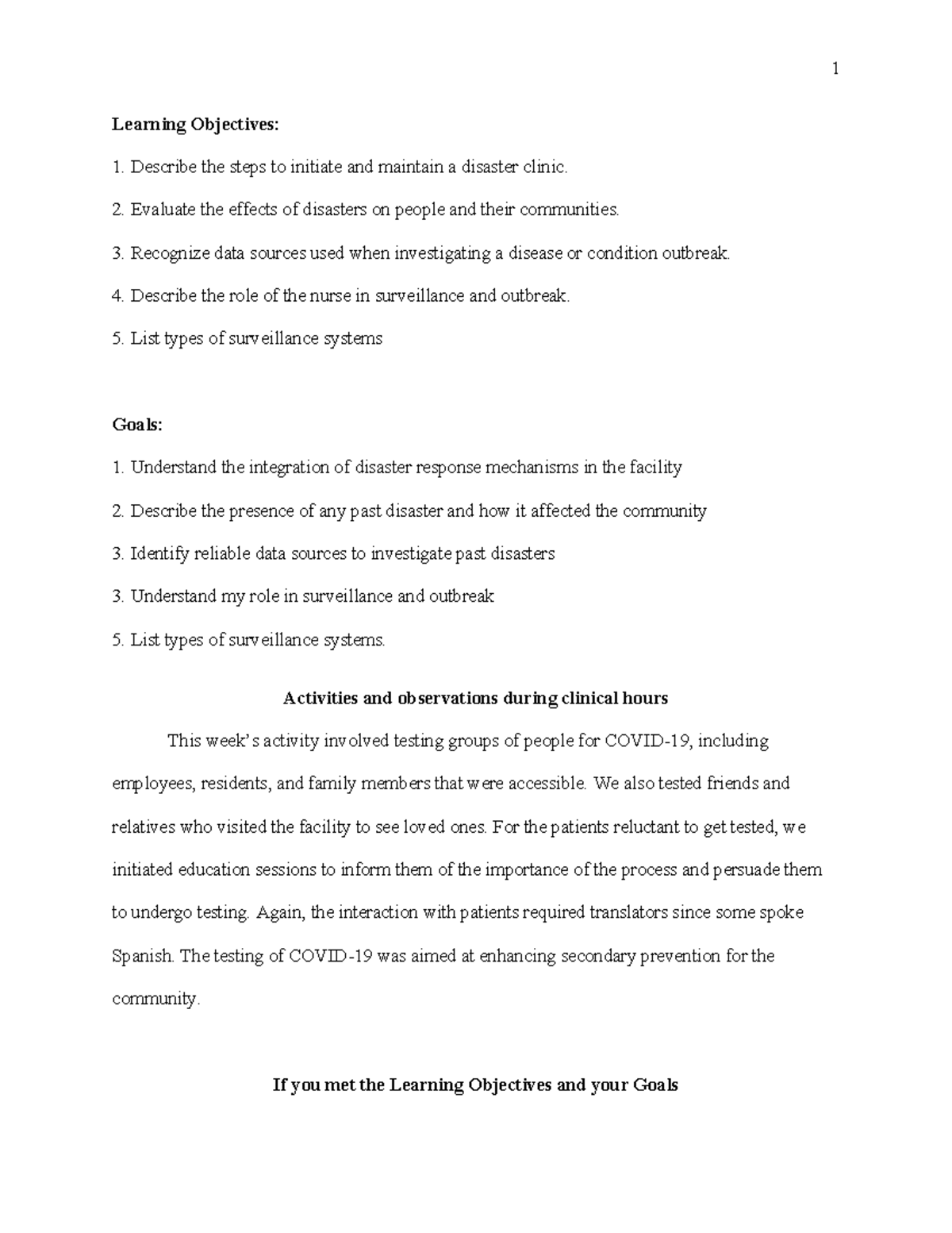 Weekly Clinical Journal 3 - Learning Objectives: Describe the steps to ...