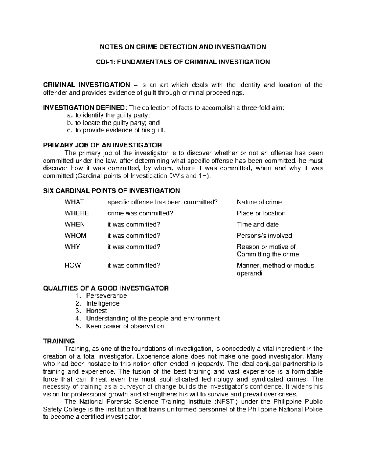 Cdi-1-fundamentals-of-criminal-investigation compress - NOTES ON CRIME ...