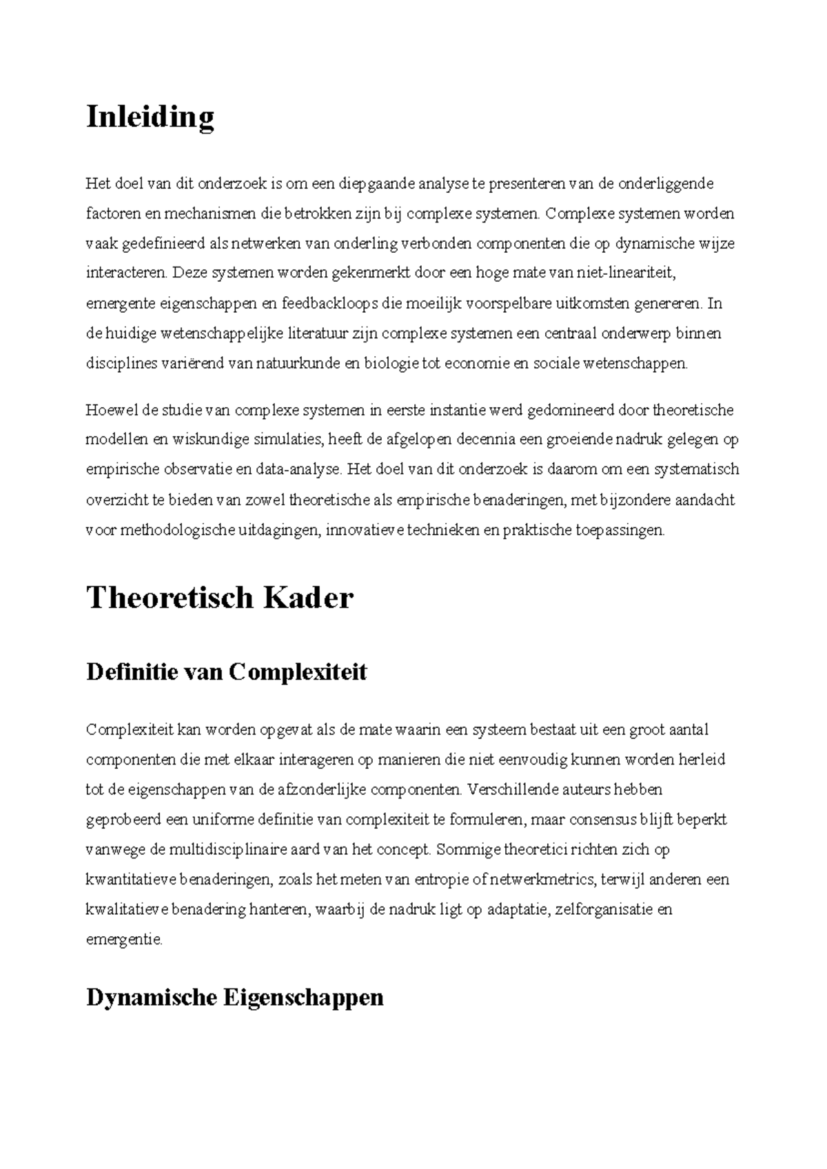 Analyse van Complexe Systemen: Theoretische en Empirische Benaderingen ...
