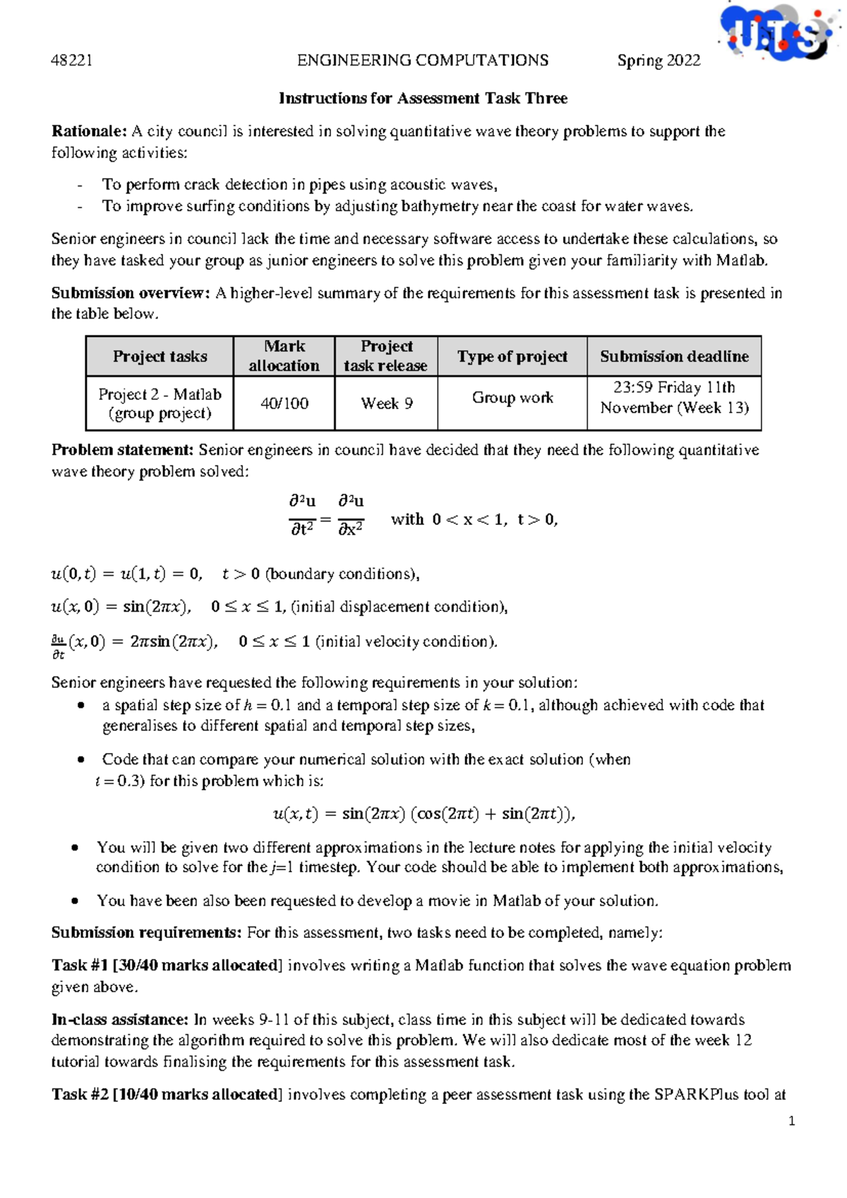 48221 - Engineering Computations - Spring 2022 - Assessment Task 3 ...