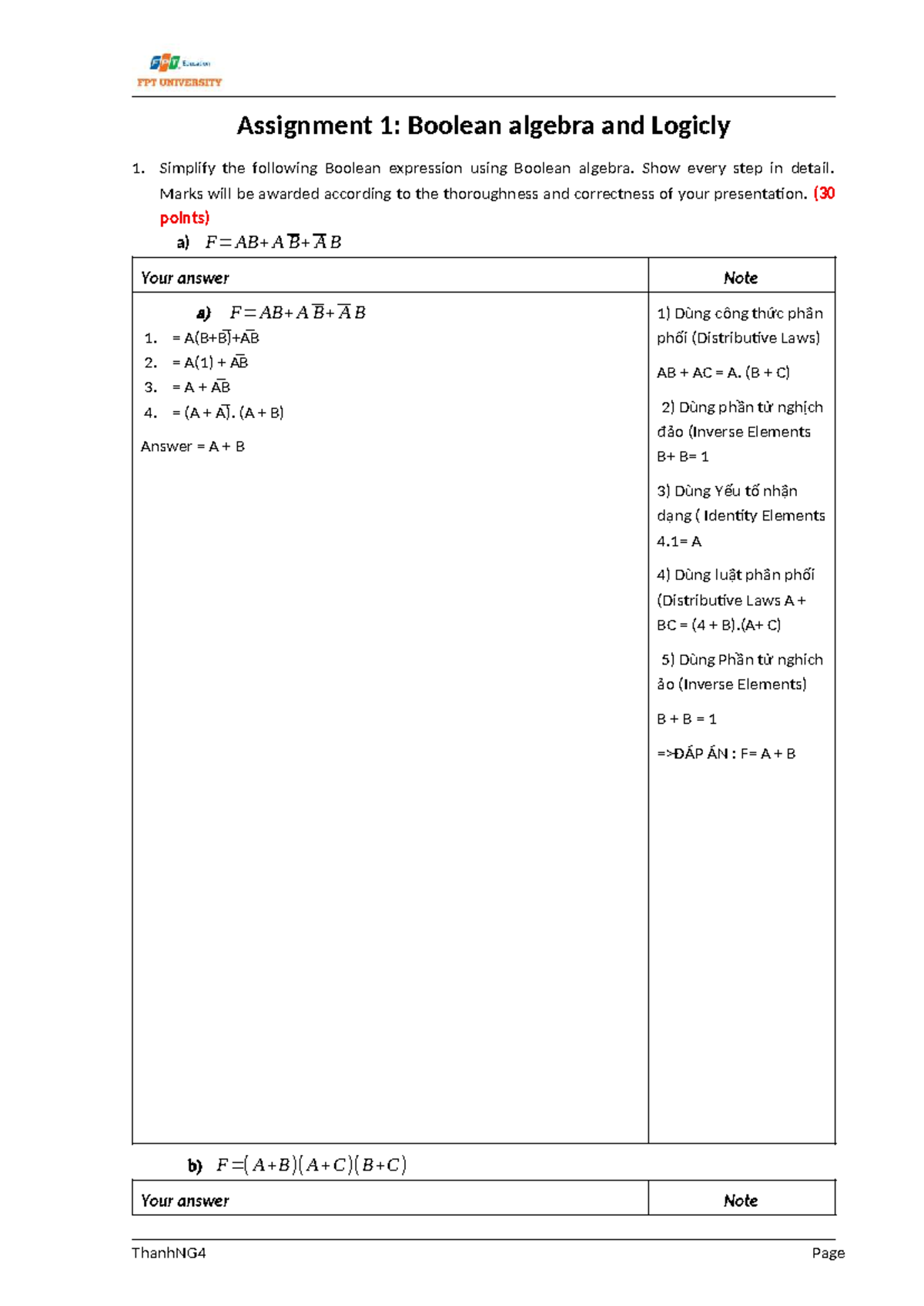 Assignment 1: Boolean Algebra & Logicly Solutions - Studocu