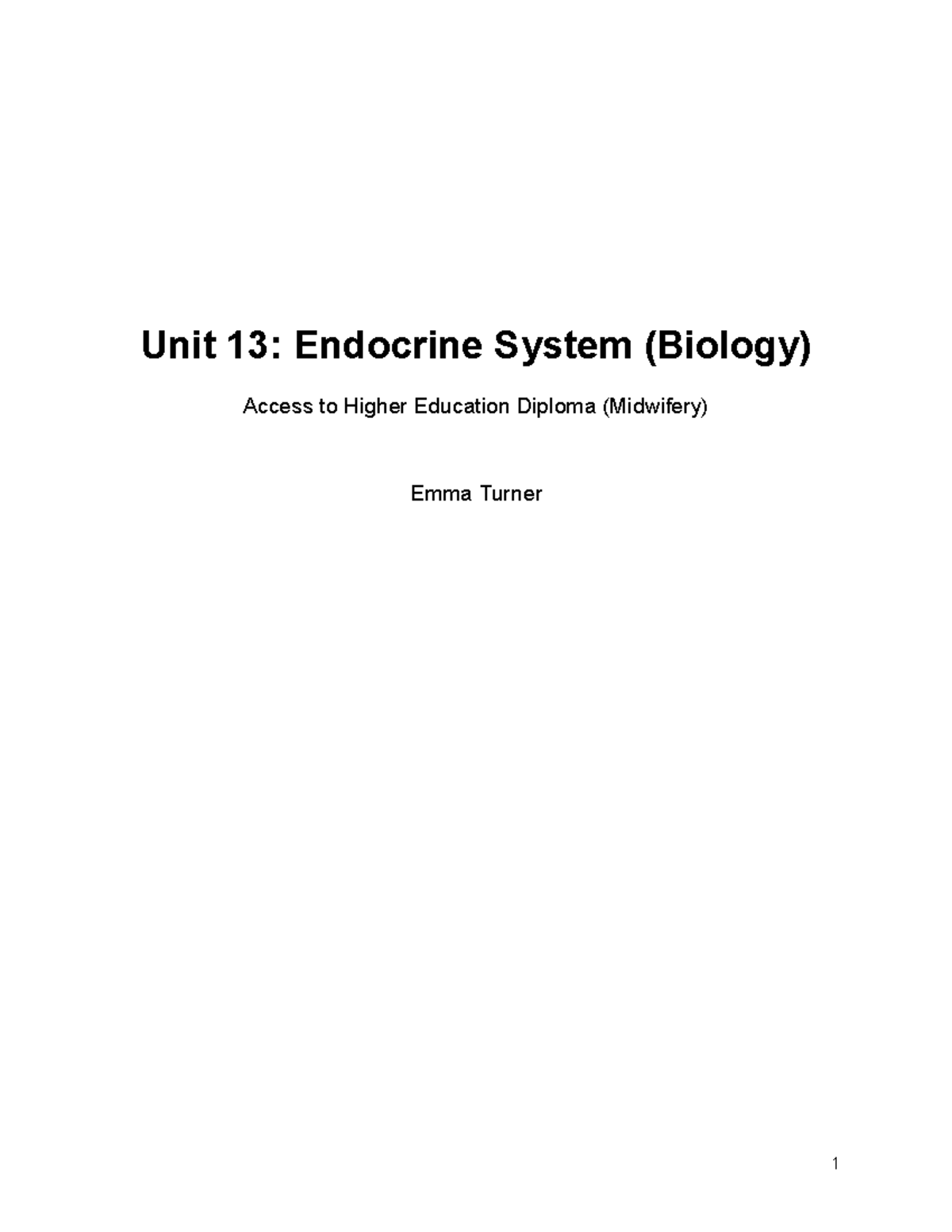 Unit 13: The Endocrine System Overview (Biology, Midwifery) - Studocu