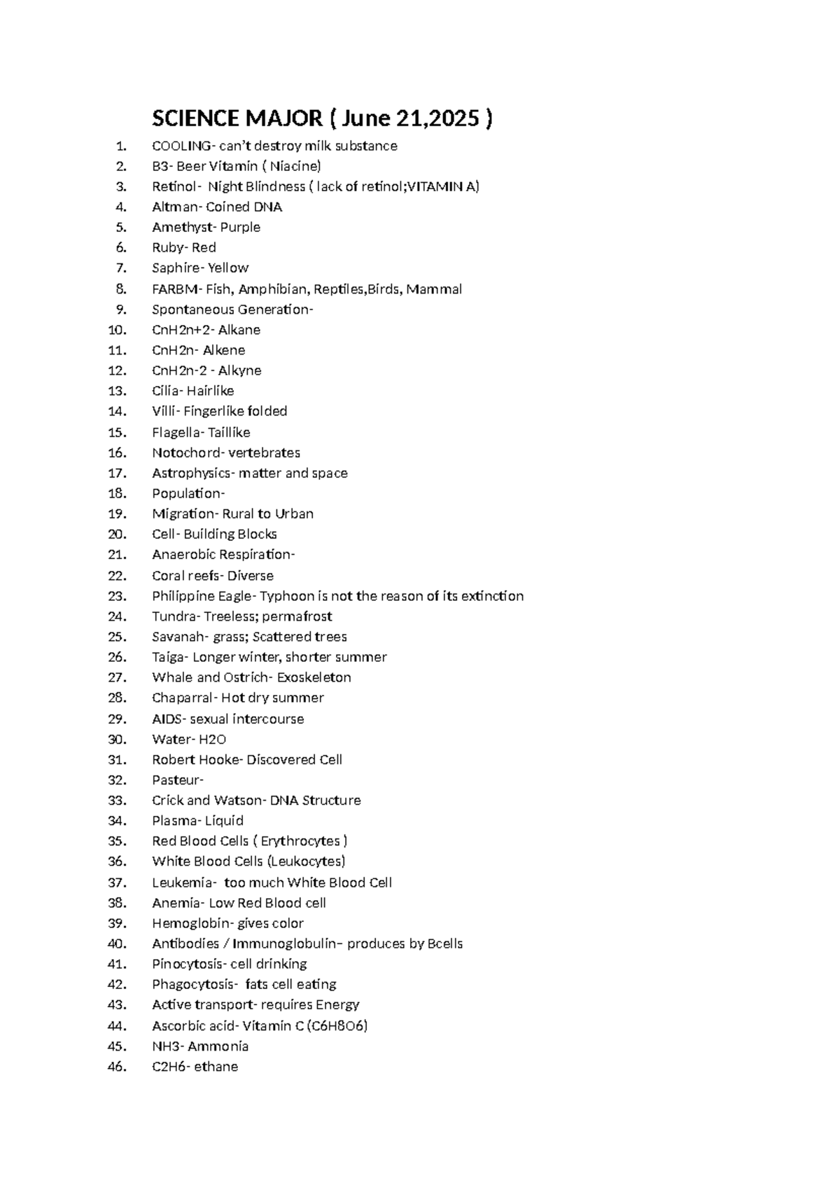 SCIENCE MAJOR: Key Concepts and Terms Overview - Studocu
