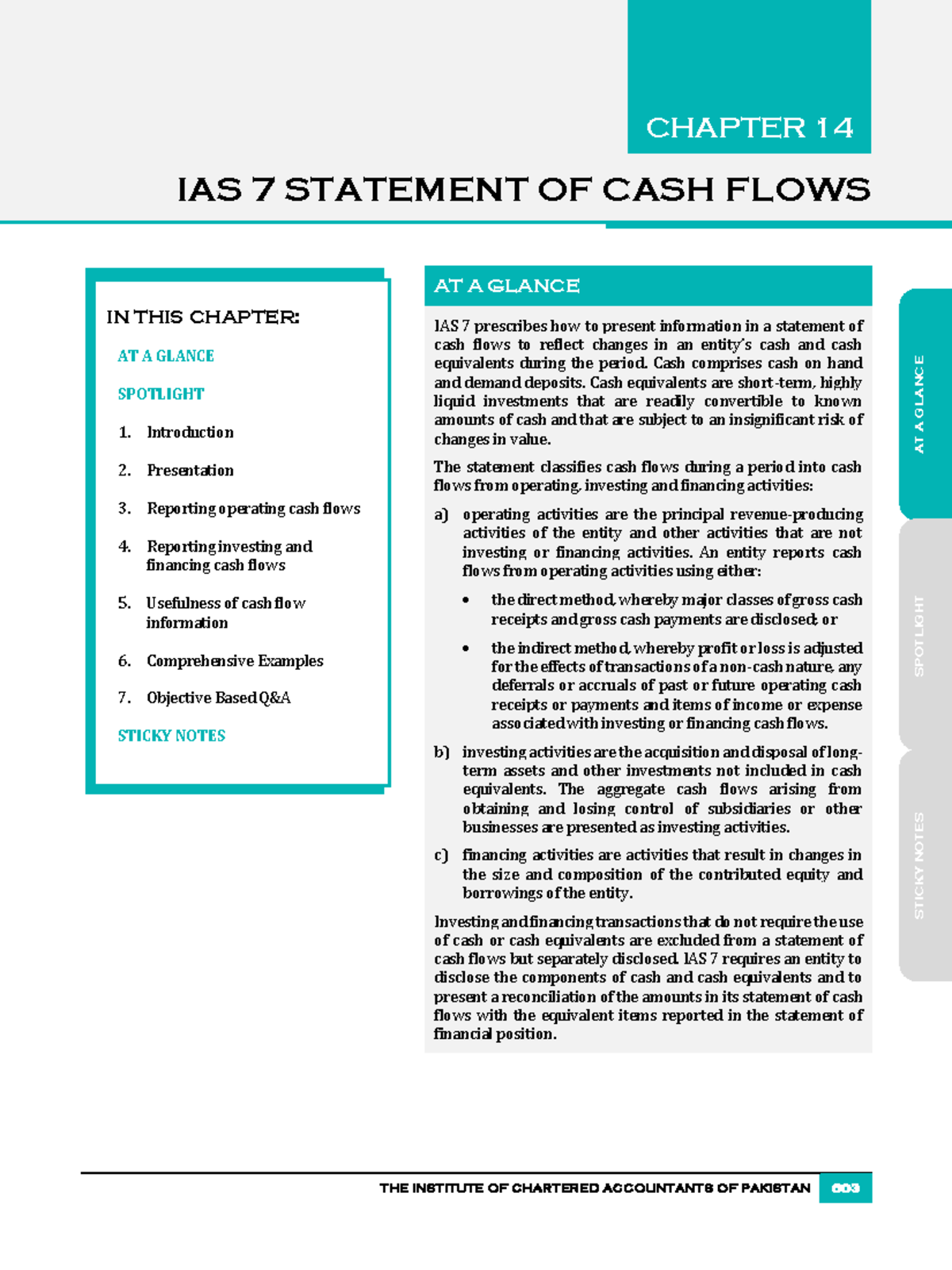 CHAPTER 14: IAS 7 STATEMENT OF CASH FLOWS - CAF 1 FINANCIAL ACCOUNTING ...