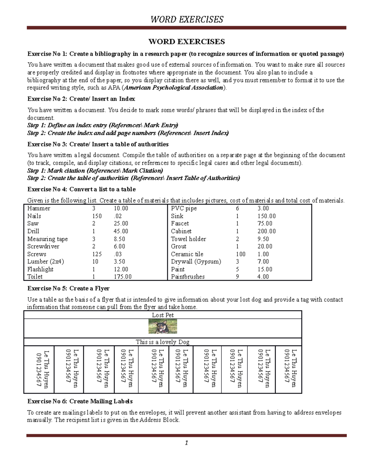 WORD Exercises 2021: Practical Tasks in Document Creation Techniques ...