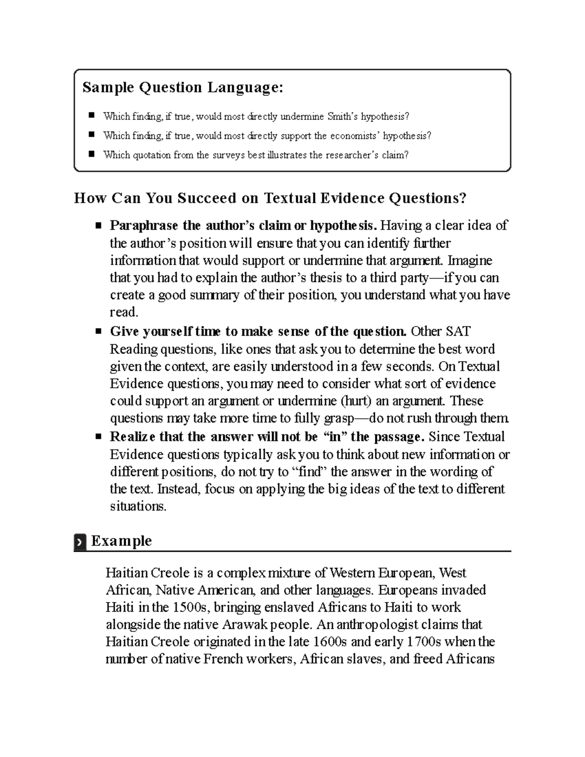 SAT Reading: Strategies for Textual Evidence & Inference Questions ...