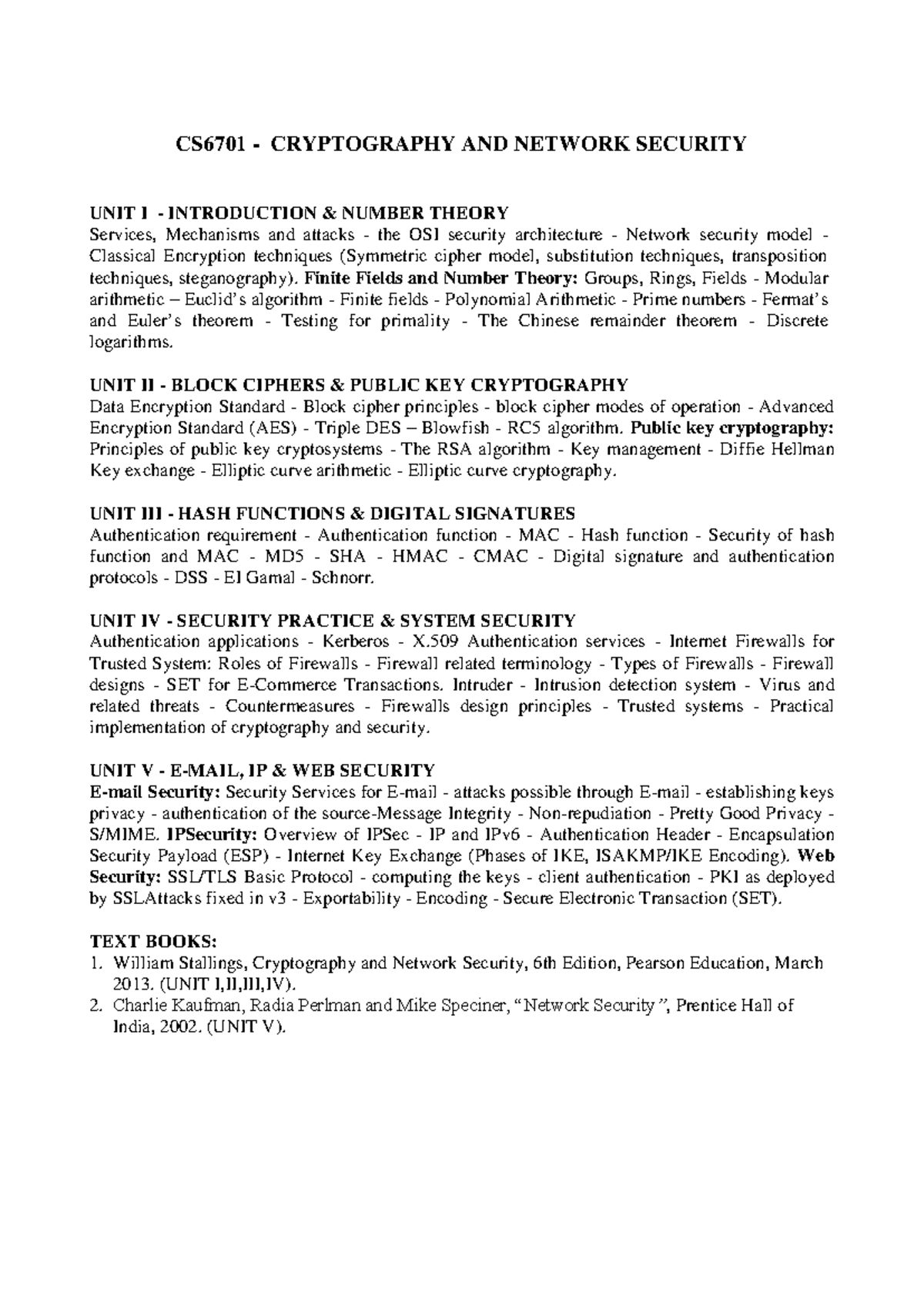 CS6701 Cryptography and Network Security Final Exam Notes - Studocu