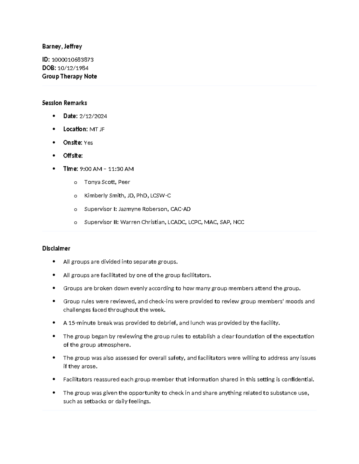 Group Therapy Notes: Insights on Recovery and Parenting Challenges (MT ...