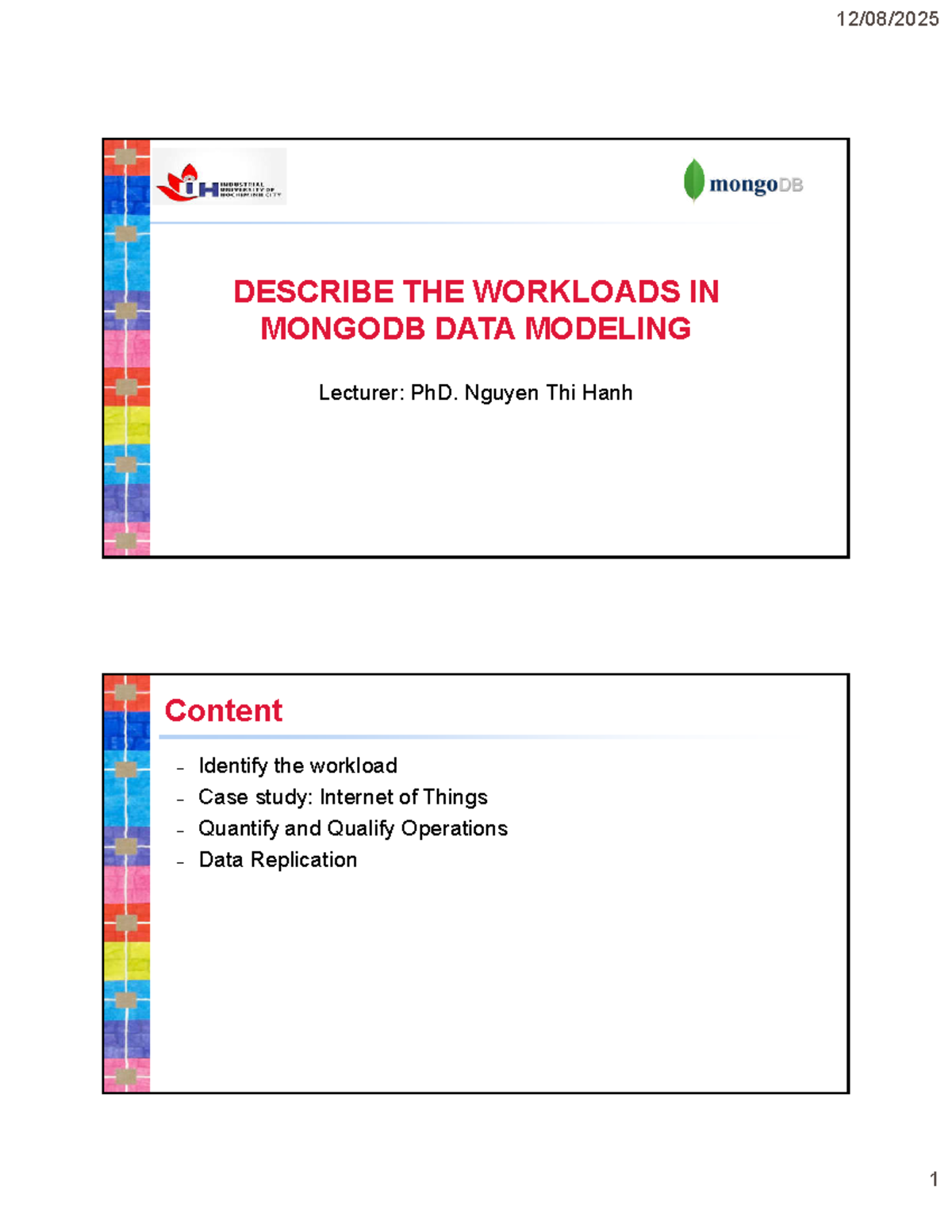 02 Chapter: Workloads in MongoDB Data Modeling - Studocu