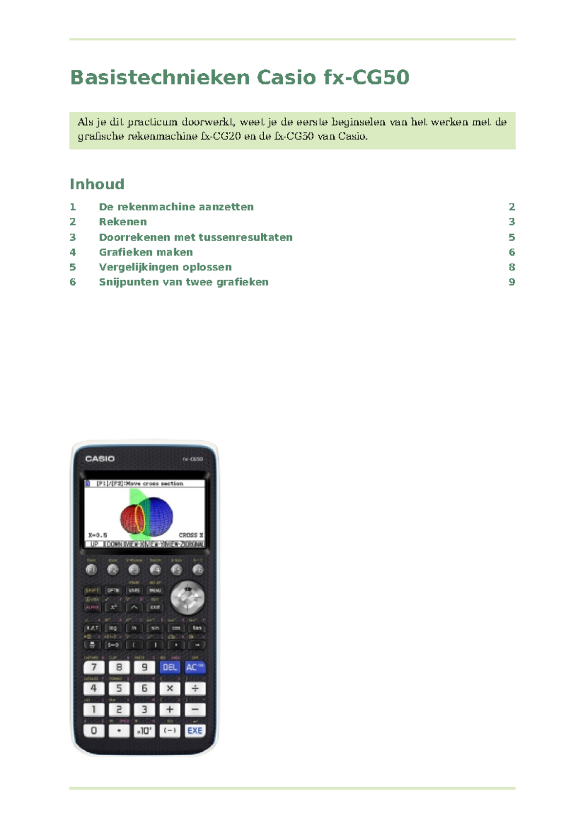 Basistechnieken Casio voor Grafische Rekenmachine (MATH4ALL) - Studeersnel