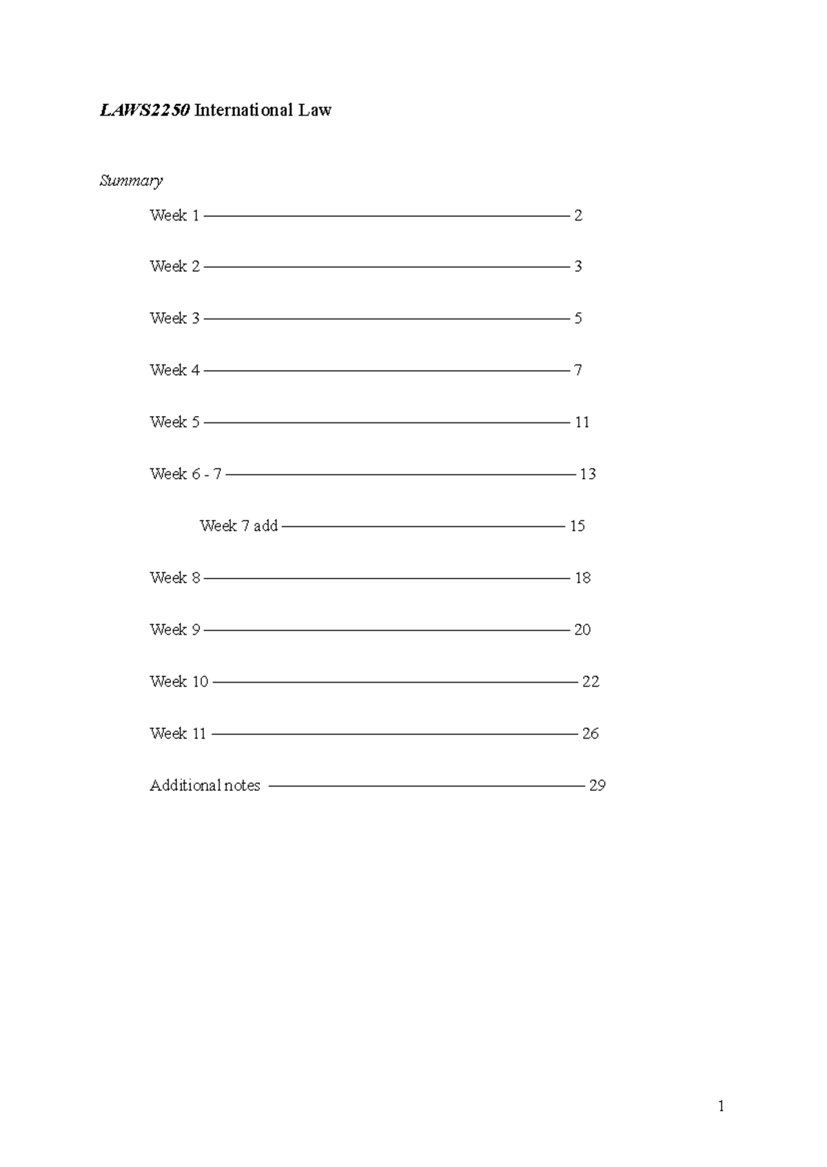 LAWS2250 International Law Summary: Weeks 1-11 Lecture Notes & Exam ...