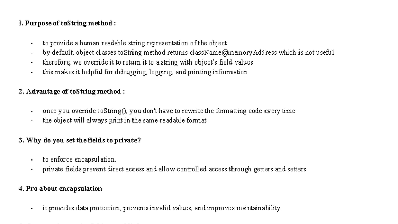 Java Programming: Understanding toString() and Encapsulation Concepts ...