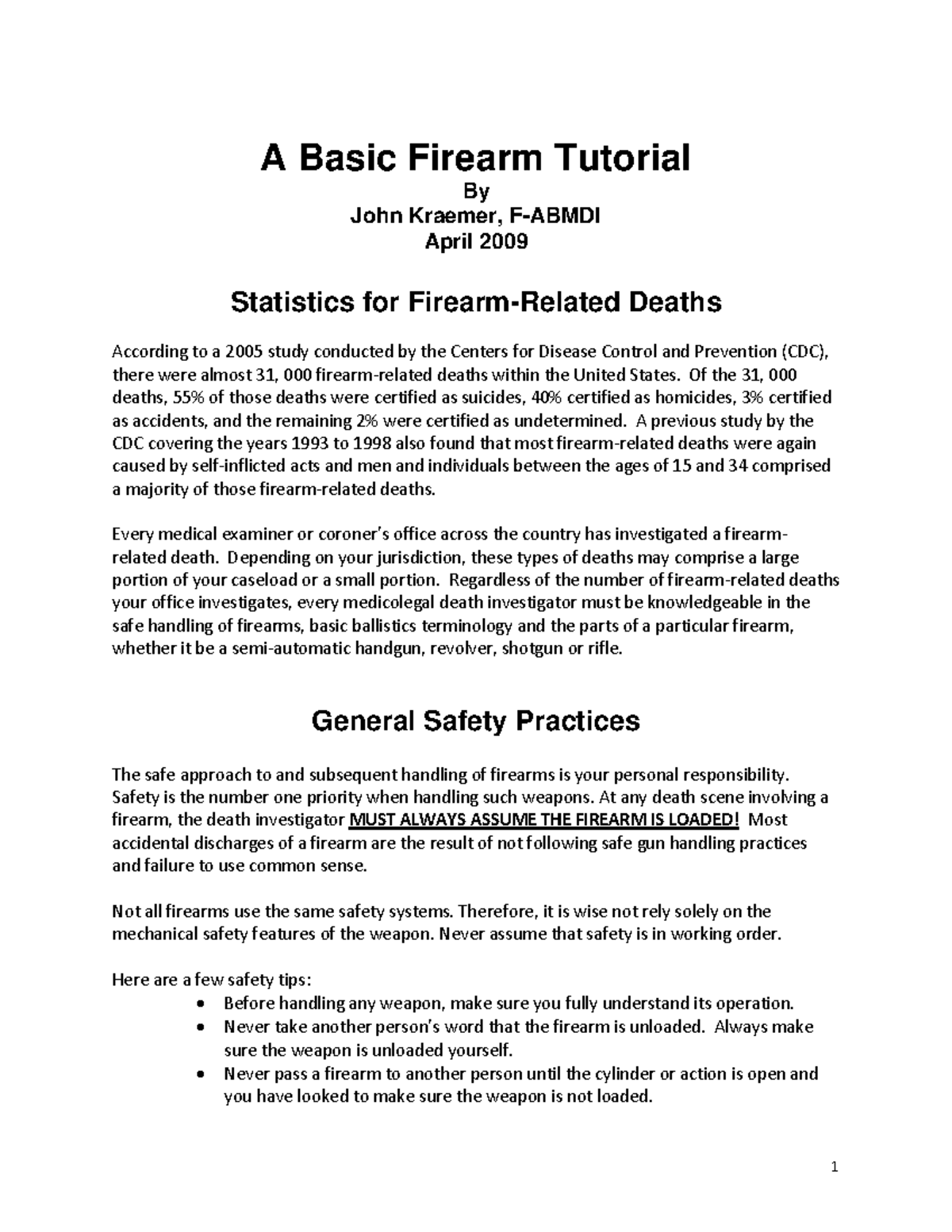 Basic Firearm Tutorial: Safety & Ballistics Overview (April 2009) - Studocu