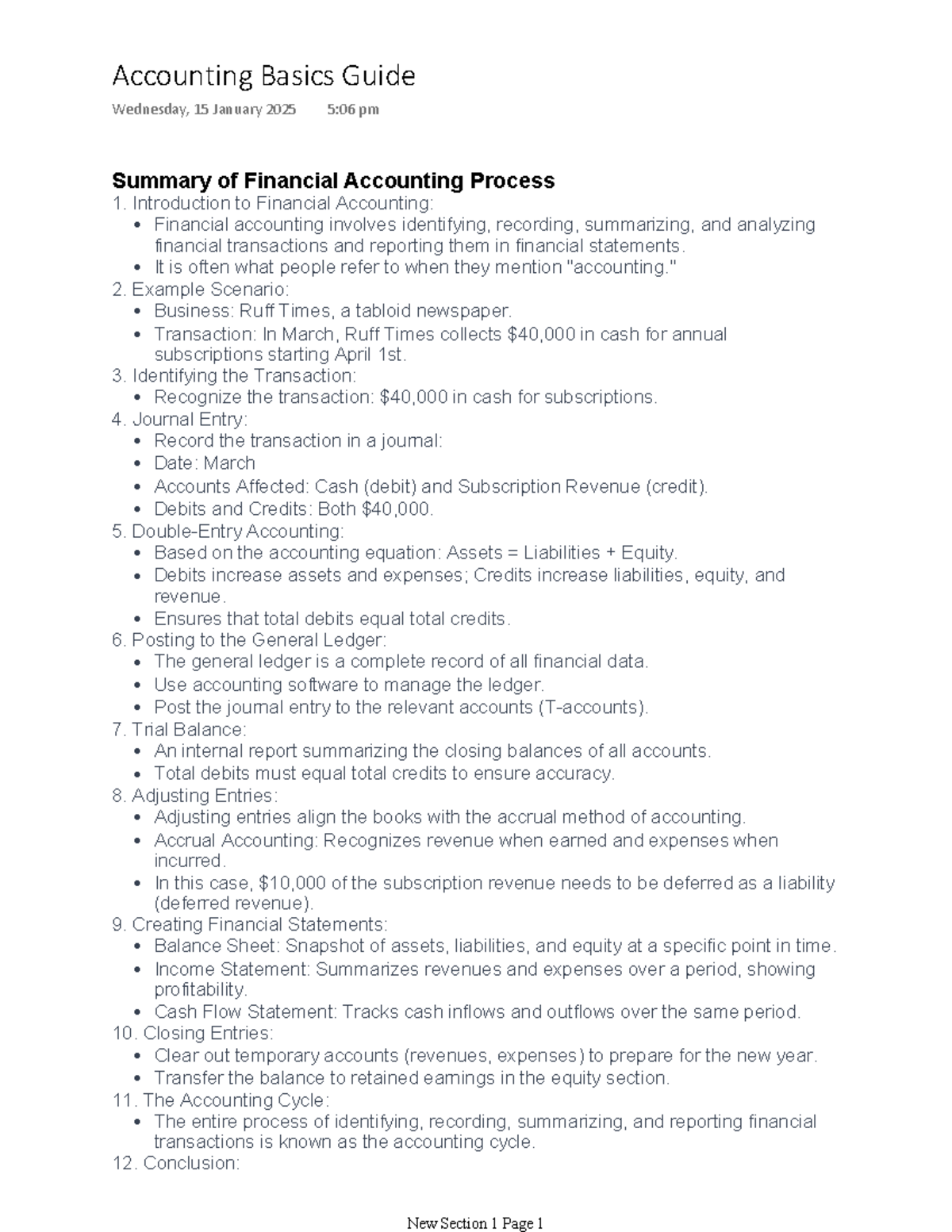 Accounting Basics Guide - Summary of Financial Accounting Process ...