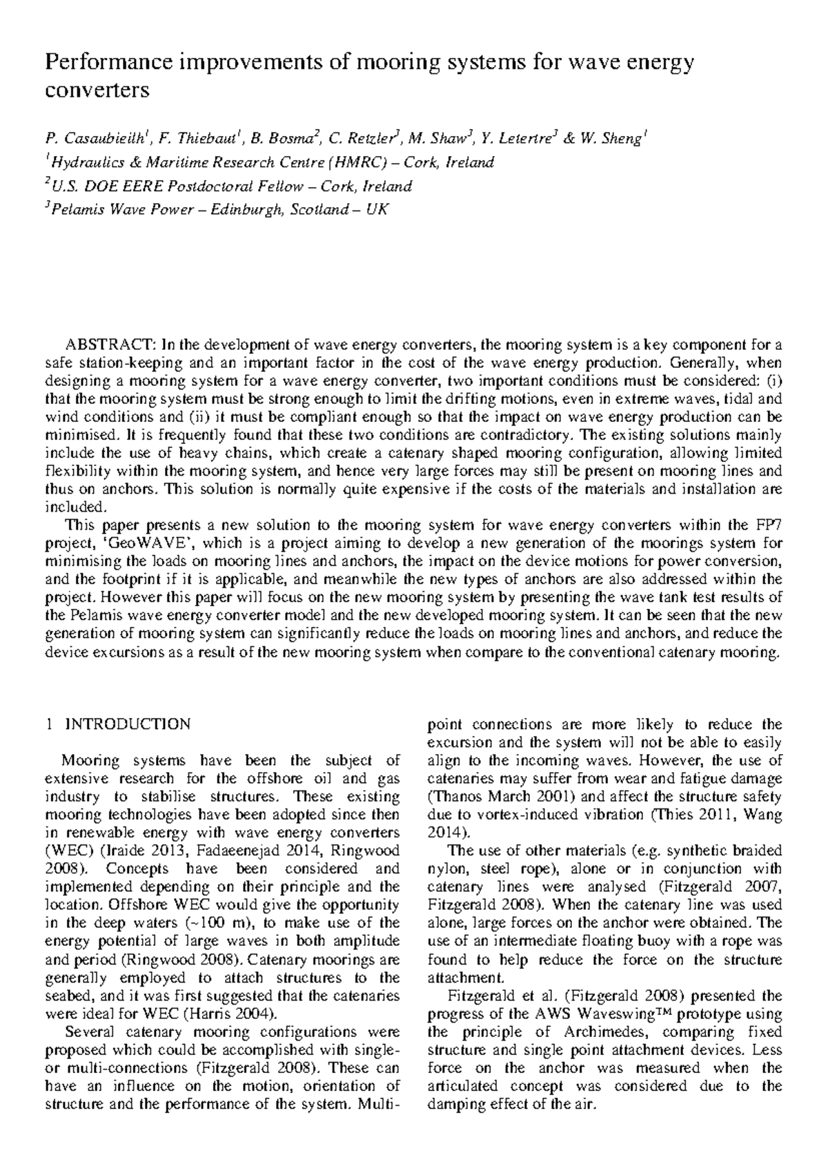 Performance improvements of mooring systems for wave energy converters ...