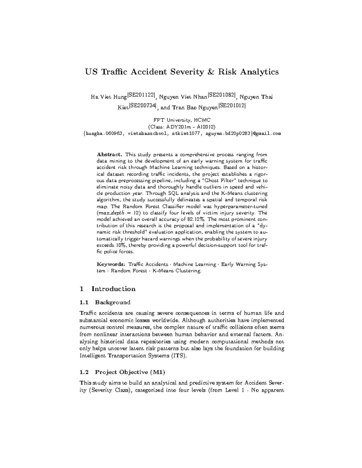 US Traffic Accident Severity Risk Analysis (ADY201m AI2012) - Studocu