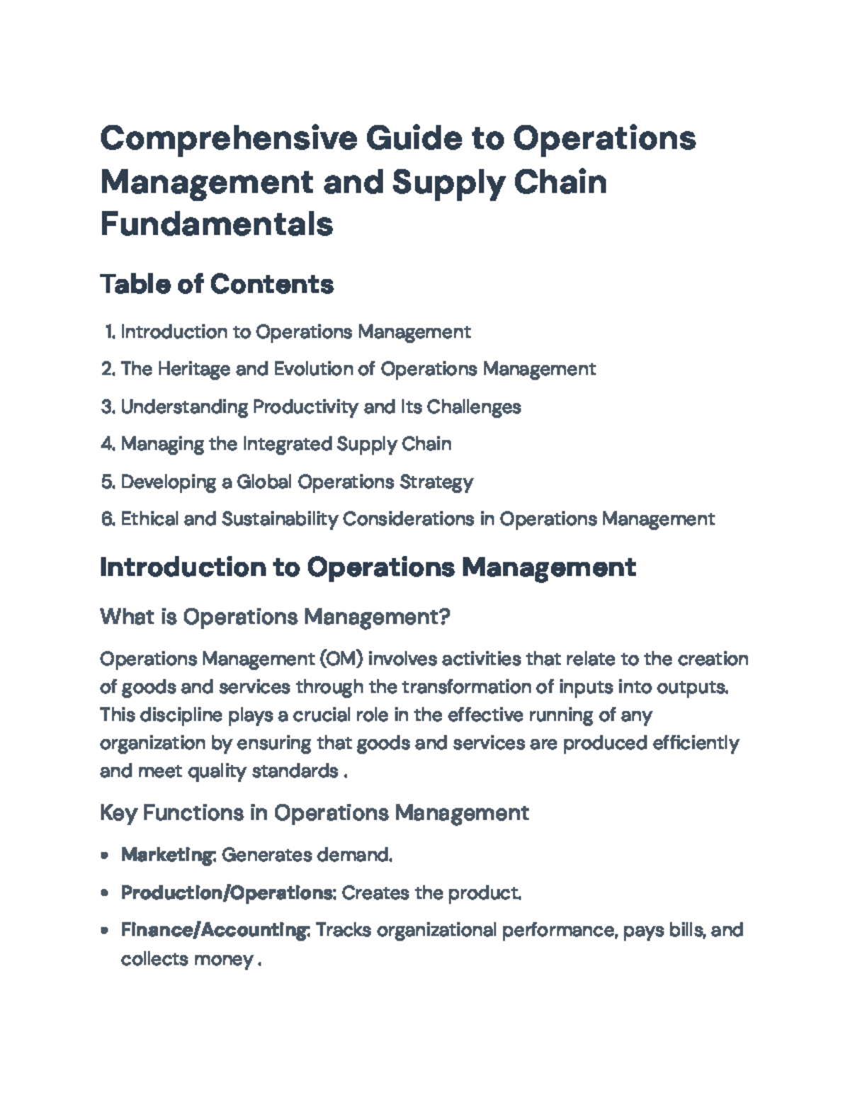 Comprehensive Guide to Operations Management and Supply Chain ...
