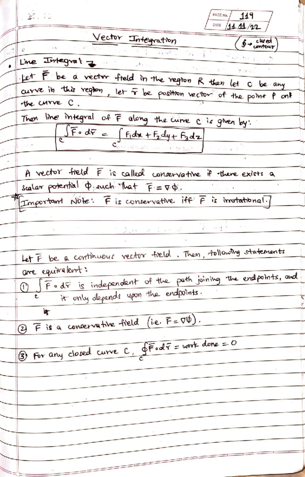 Vector Integration Notes - Course 141 - Studocu