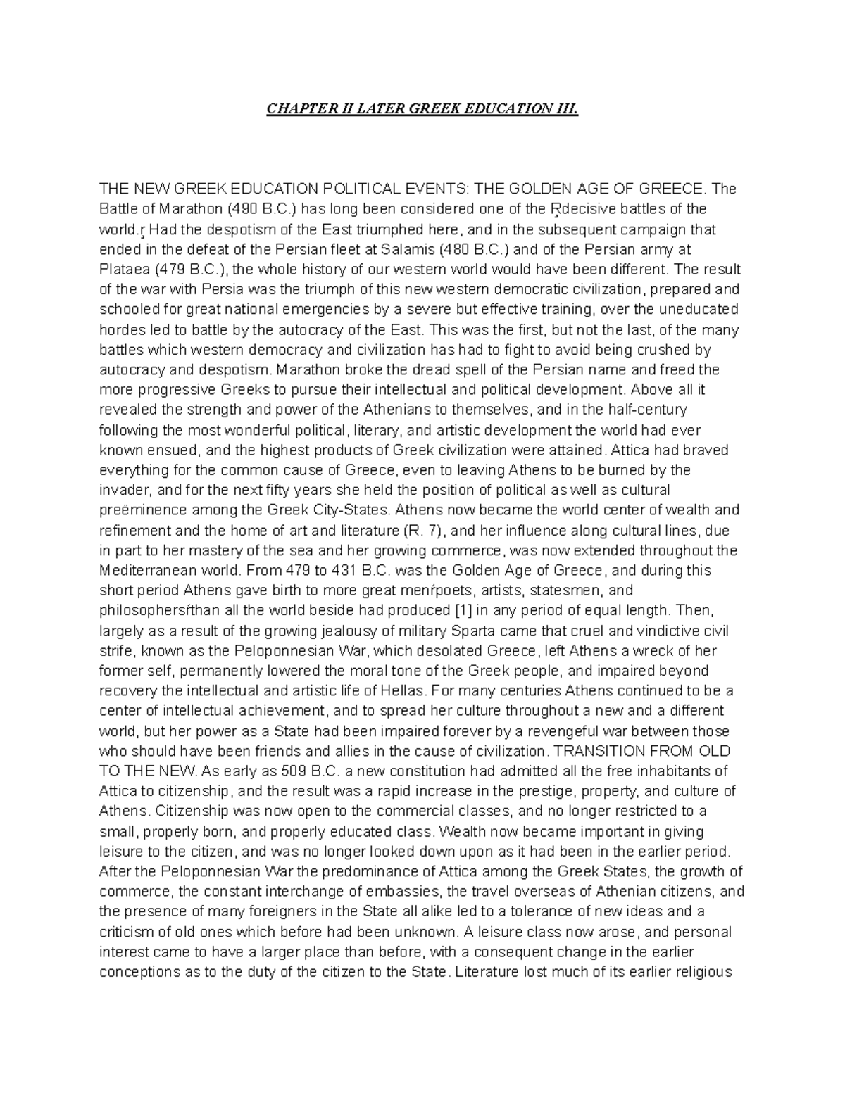 Chapter II: The Evolution of Greek Education (POL 101) - Studocu