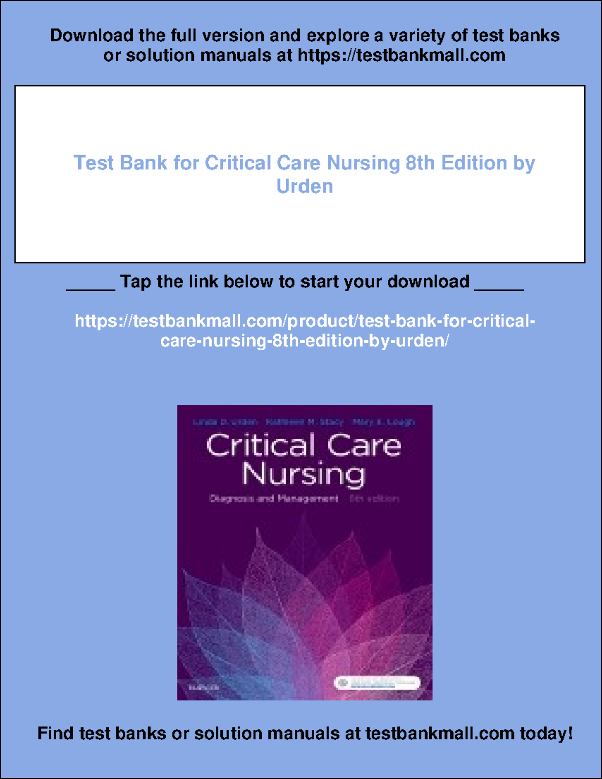 16530 - Test bank for critical care nursing 8th edition by urden is ...