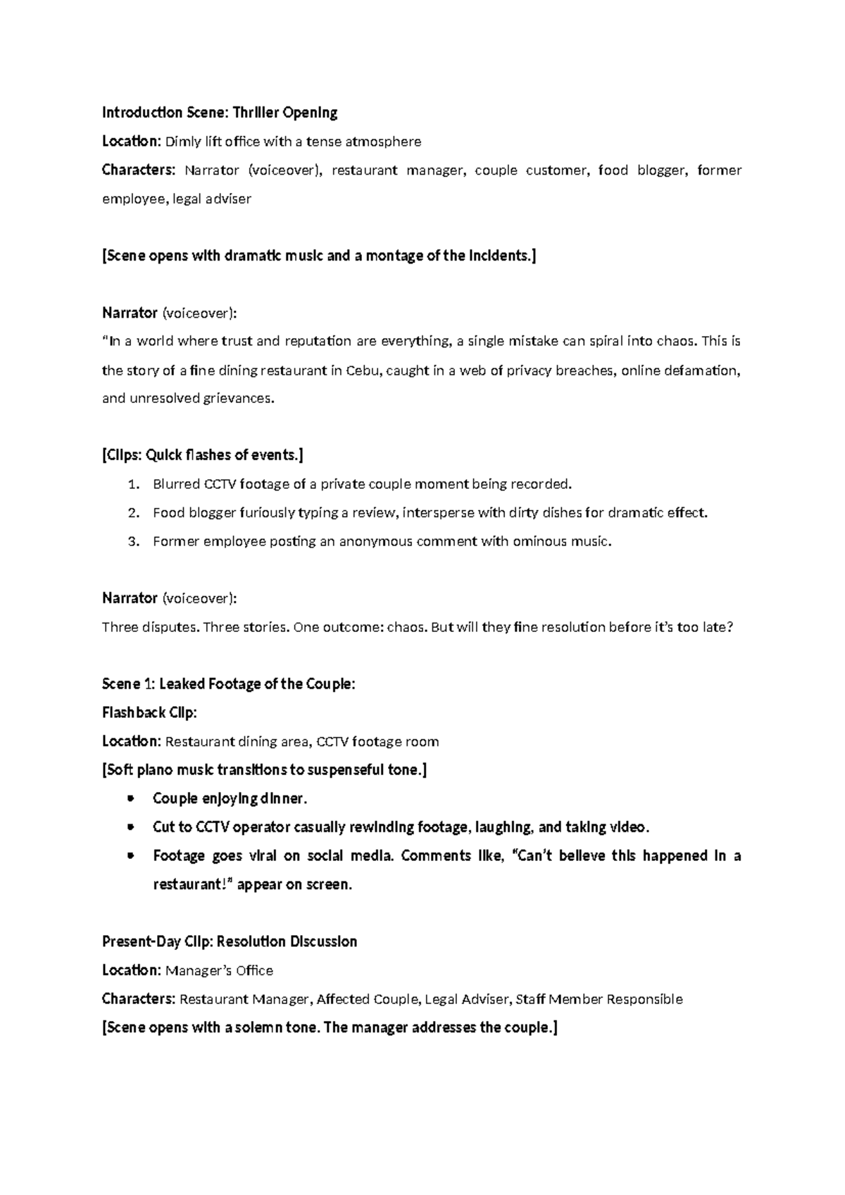 Role-Play Script - Introduction Scene: Thriller Opening Location: Dimly ...