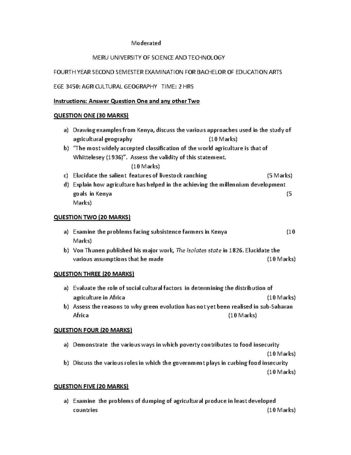 EGE 3450: Agricultural Geography Final Exam Review Notes - Studocu