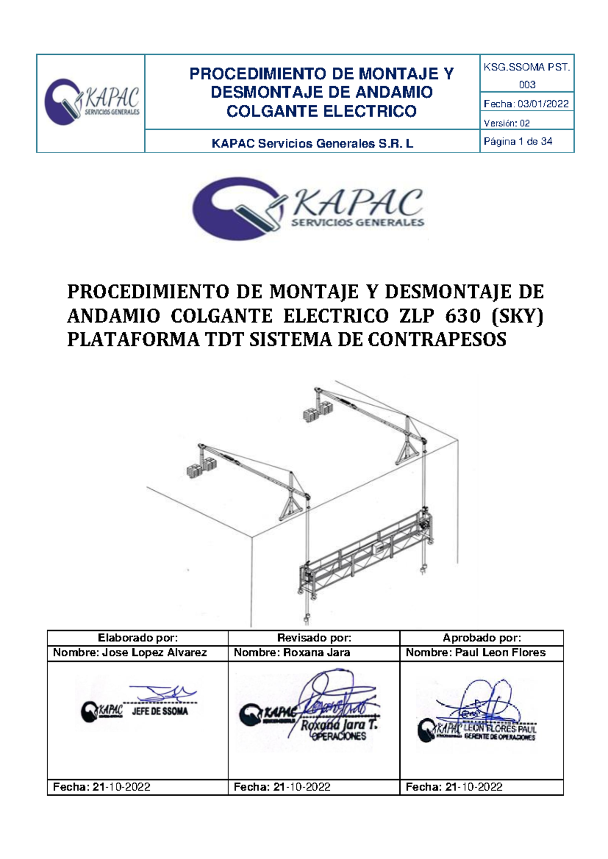 Montaje y Desmontaje de Andamios Colgantes Eléctricos KSG.SSOMA PST. 003 - Document Preview