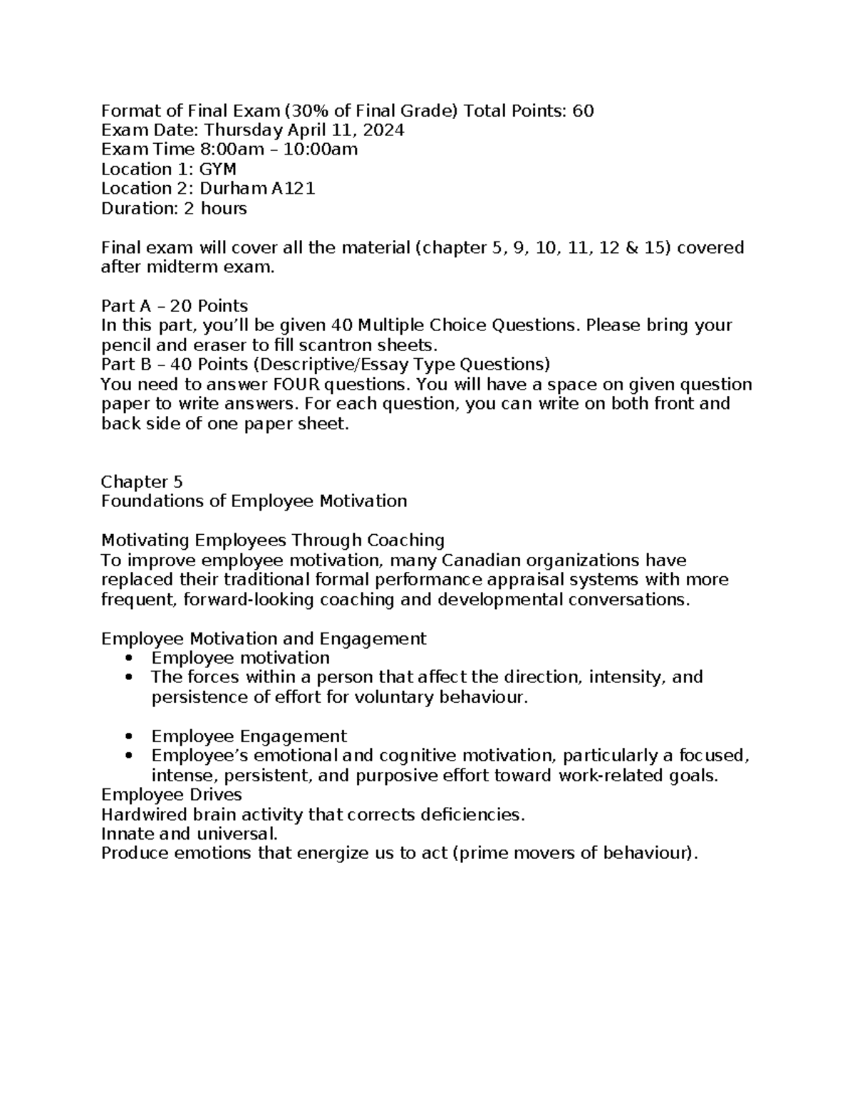 Organizational Behavior Final Exam Notes (Course Code: OB 250) - Studocu