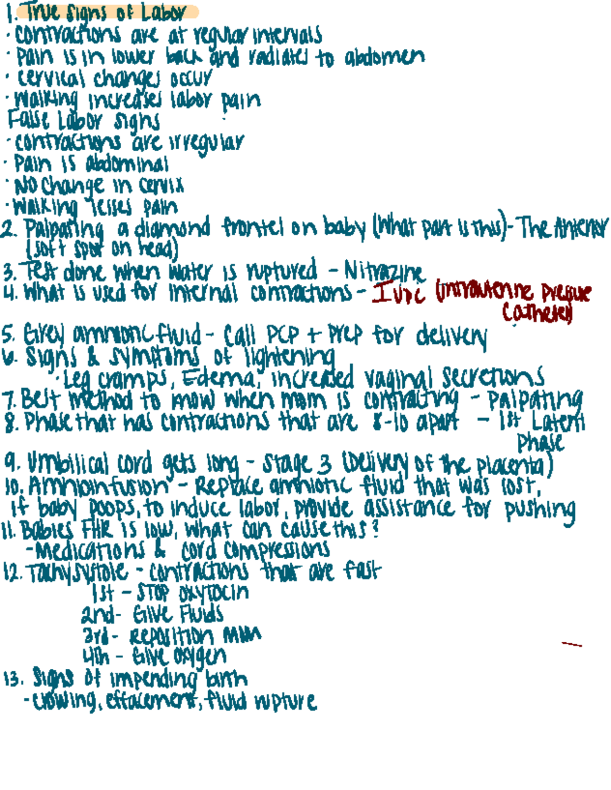 1. The Signs of Labor - OB Review Notes - Studocu