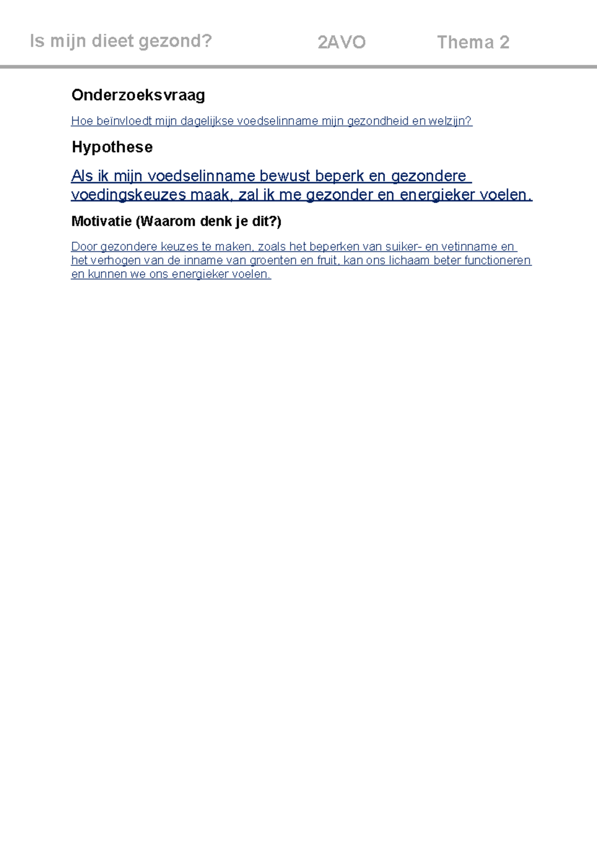 AVO2 Voedseldagboek: Gezonde Voeding en Welzijn P4 22-23 - Studeersnel