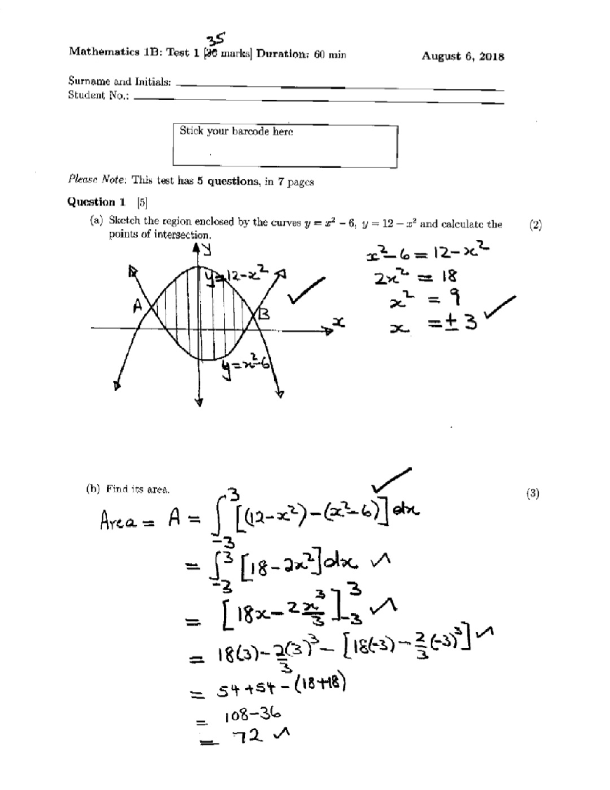 All PDF - Past paper - 35 Mathematics 1B: Test 1 Duration: 60 min ...
