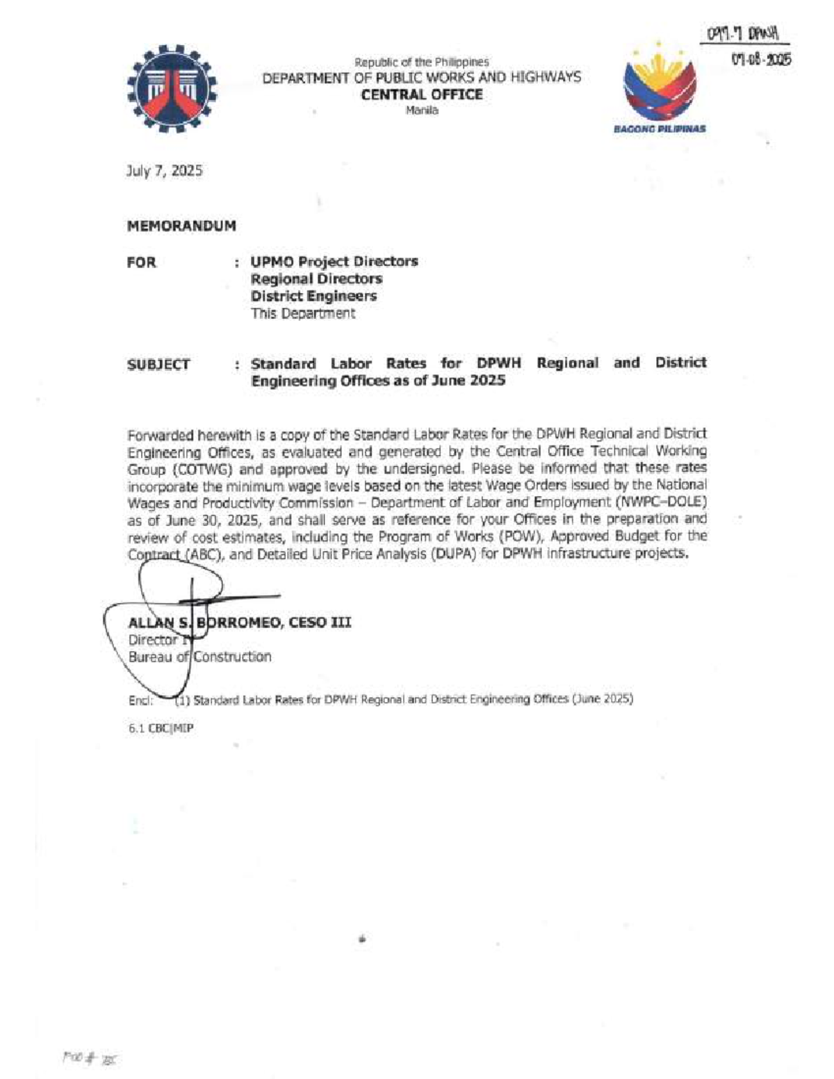 Standard Labor Rates for DPWH (Region II) as of June 2025 - Studocu