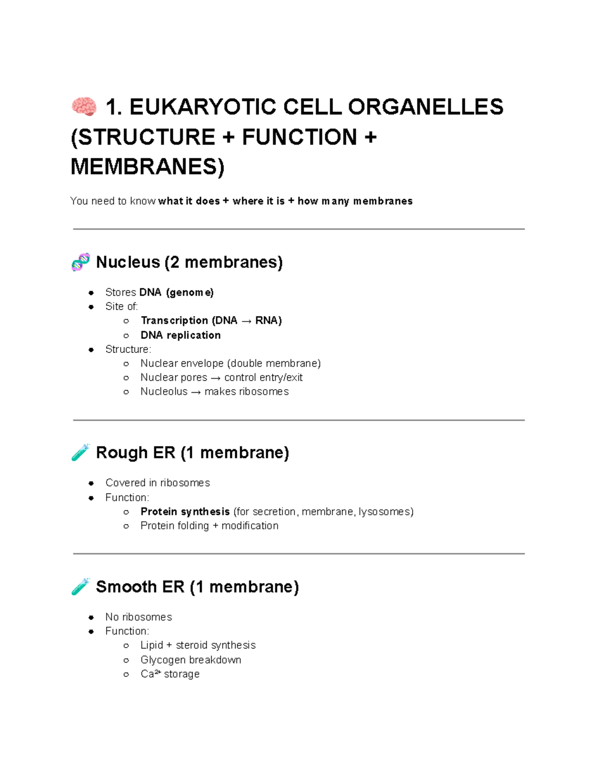 BIO 101 FINAL EXAM Study Notes: Eukaryotic & Prokaryotic Cells - Studocu