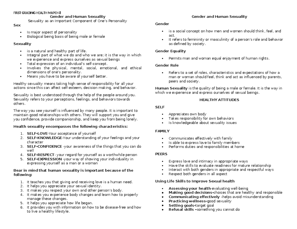 Gender and Human Sexuality 1: Understanding Sexuality's Role in Health ...