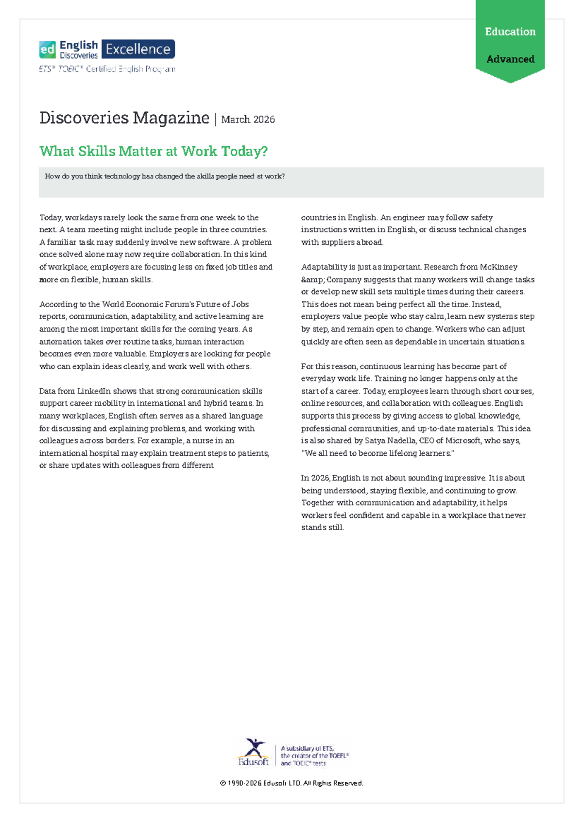Discoveries Magazine - March 2026: Skills for the Future of Work - Studocu