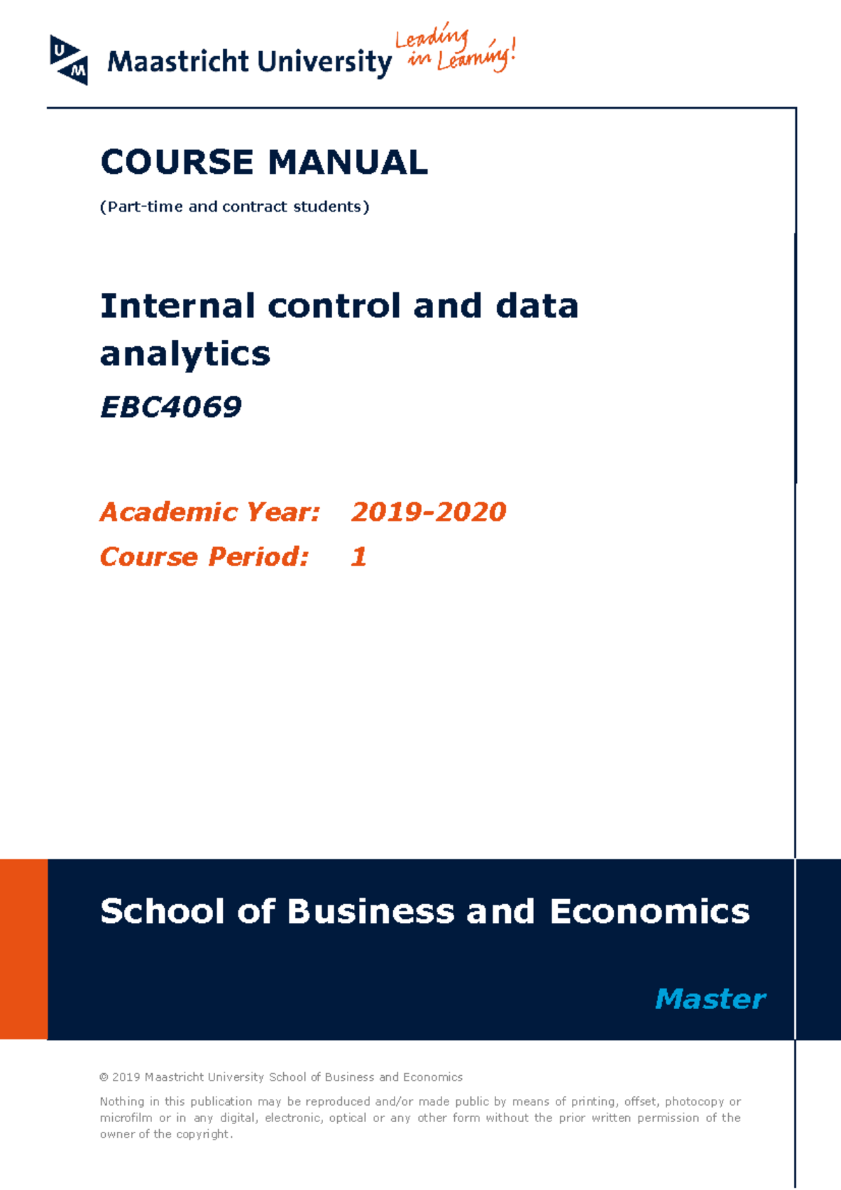 Course Manual for Part-time & Contract Students EBC4069 Period 1 2019 ...