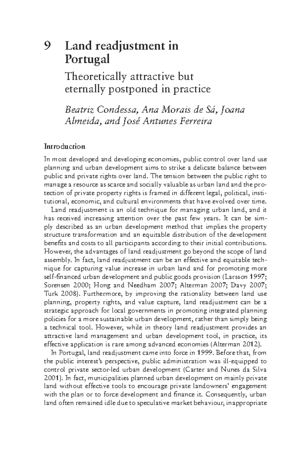 Land Readjustment in Portugal: Challenges and Opportunities for Urban ...
