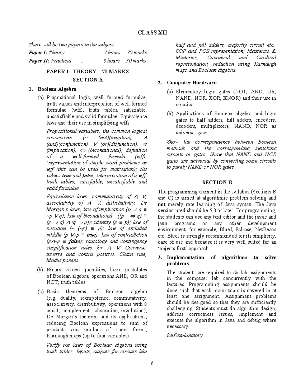 ISC Class XII Computer Science Syllabus Overview and Exam Structure ...