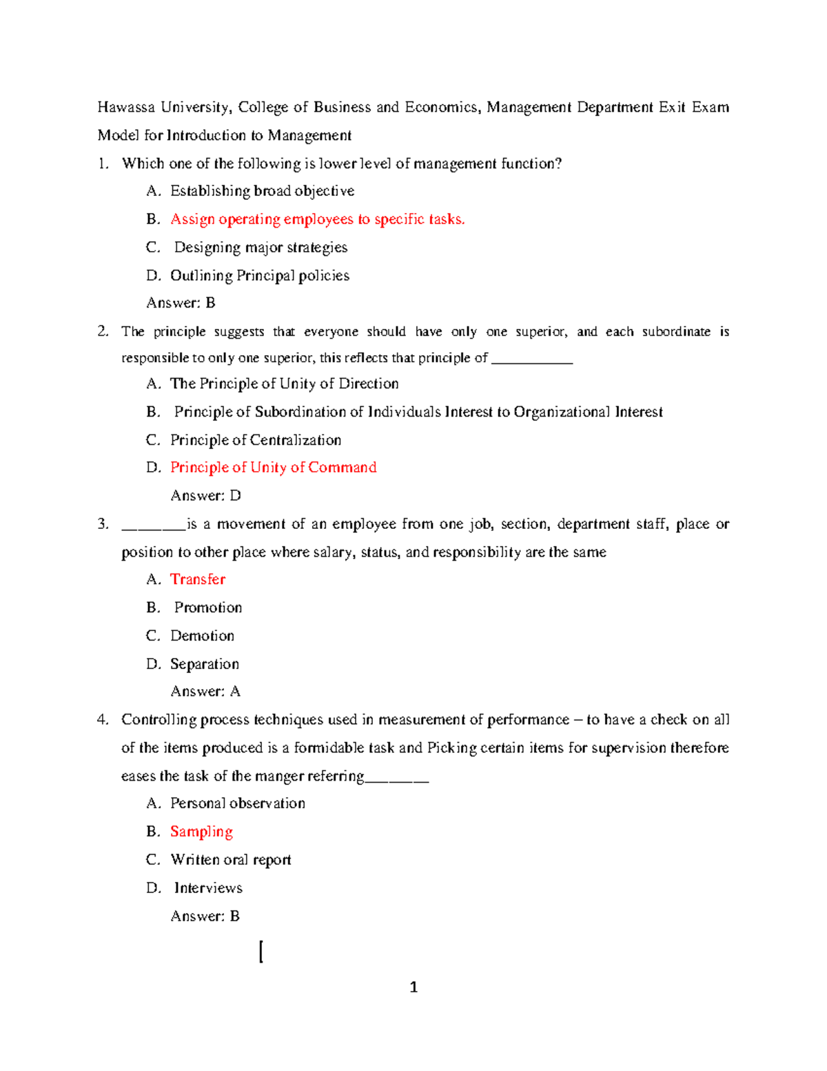 Introduction to Mgmt Course (MGMT 101): Exit Exam Study Guide - Studocu