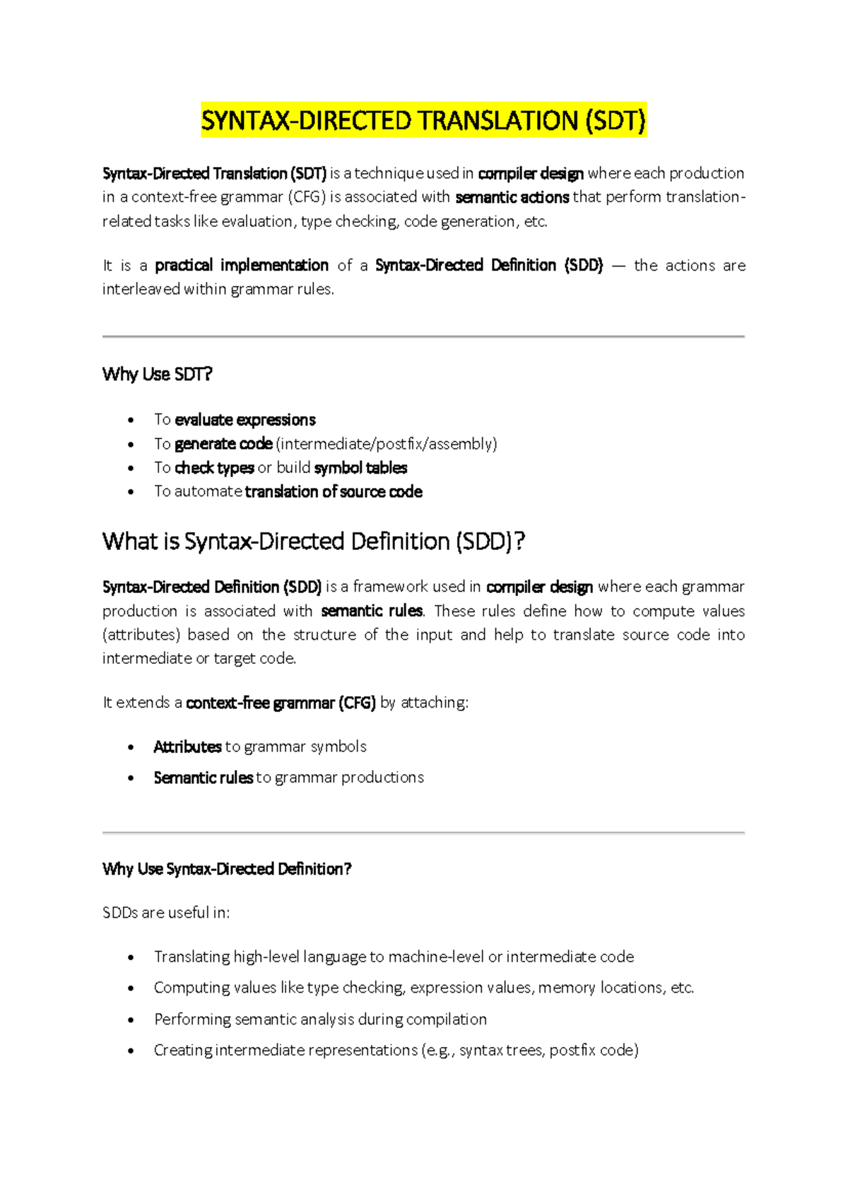 Module 5 A Section - NOTES on SDT, SDD, and Intermediate Code ...