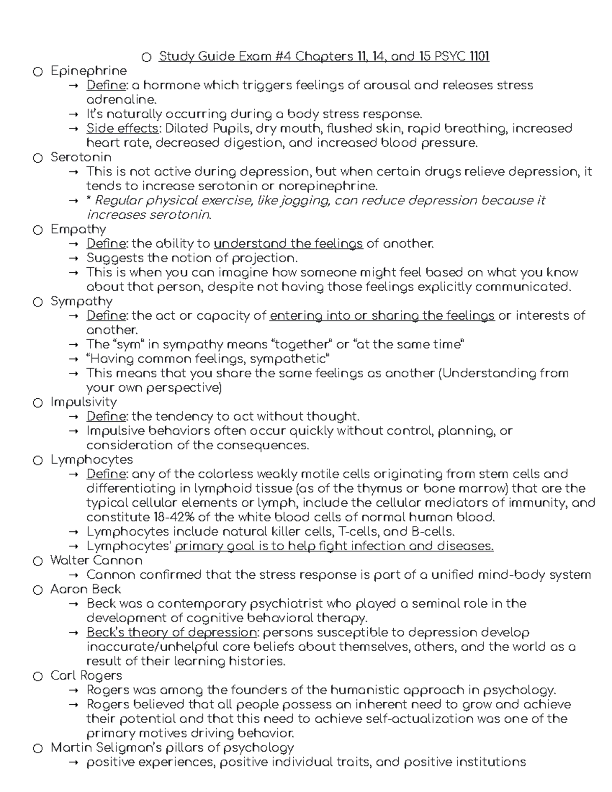 PSYC 1101 Study Guide for Exam 4: Key Terms and Concepts - Studocu