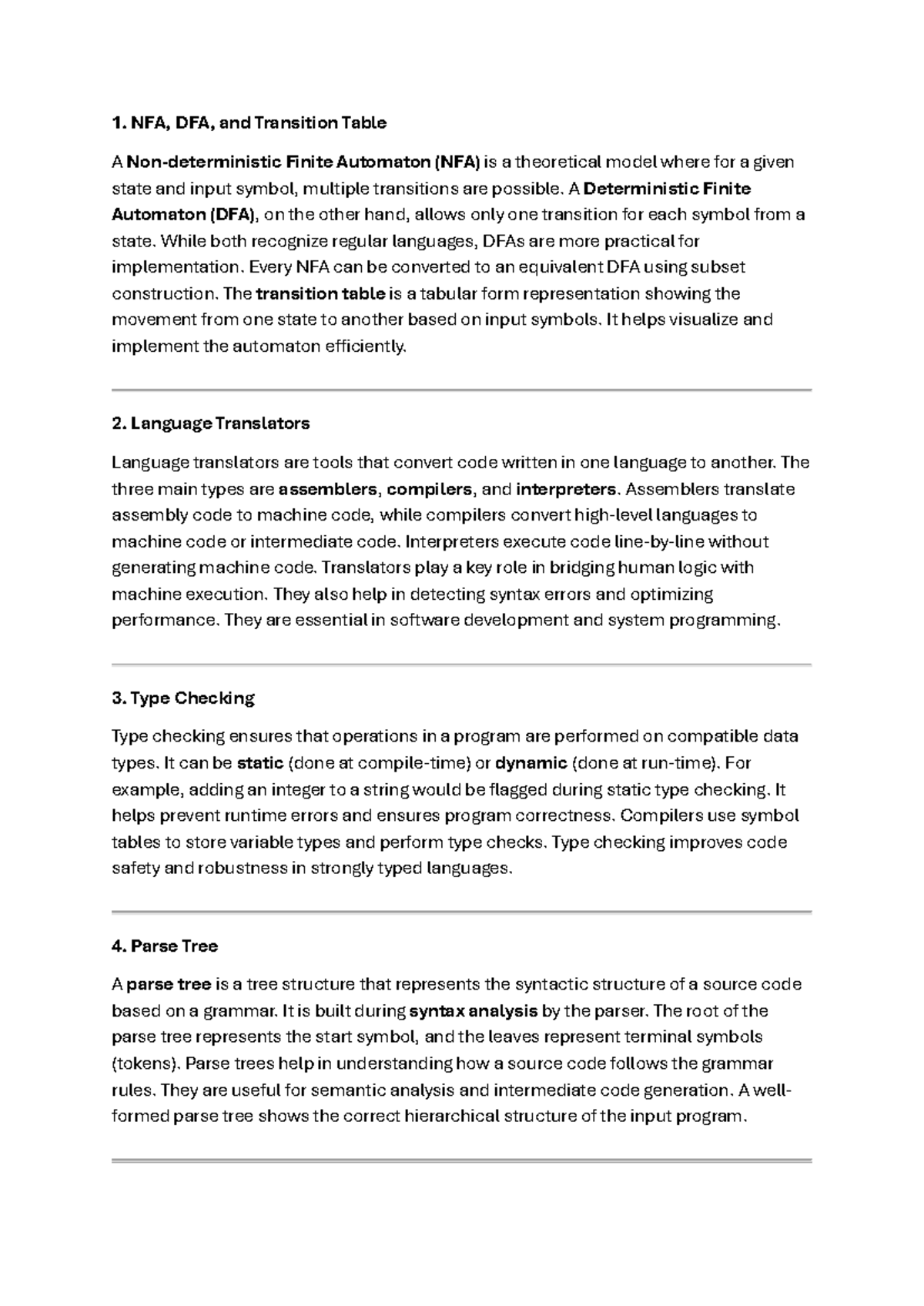 Compiler Design PYQ Collection: NFA, DFA, and Transition Tables - Studocu