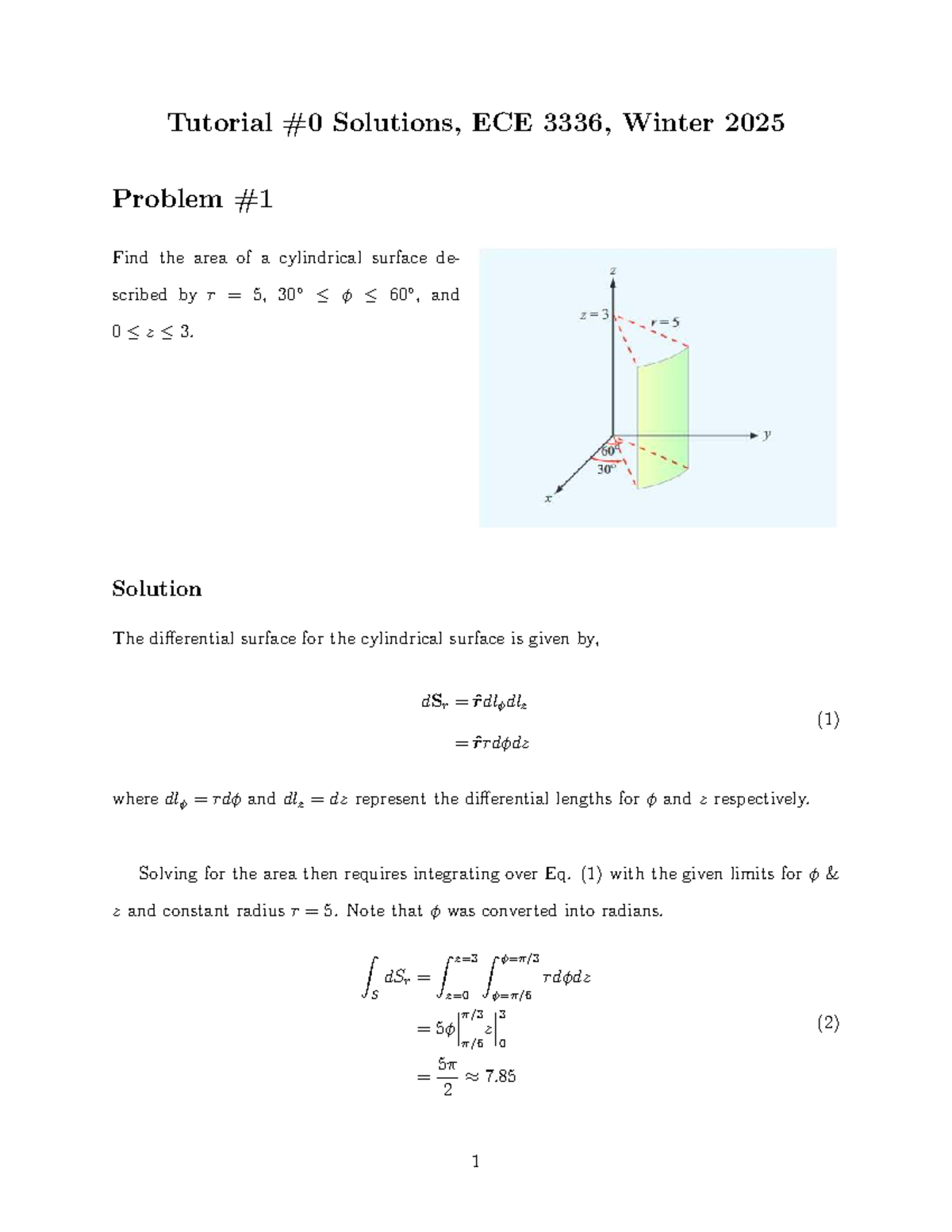 ECE3336 Tutorial Solutions Winter 2025: Area and Gradient Problems ...